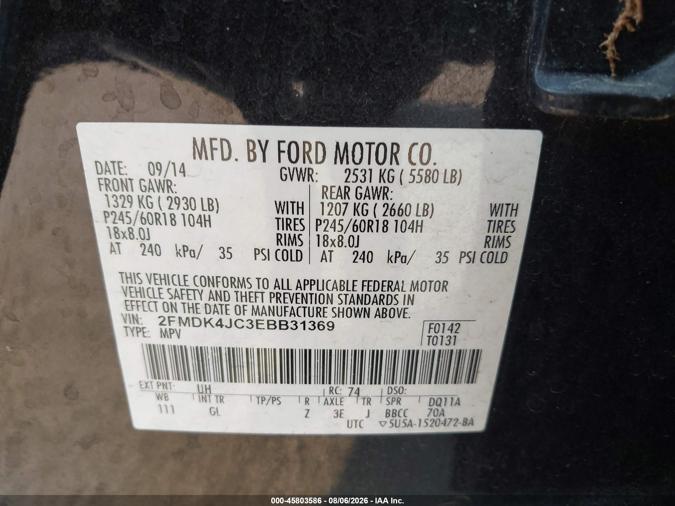 2014 Ford Edge Sel Black vin: 2FMDK4JC3EBB31369