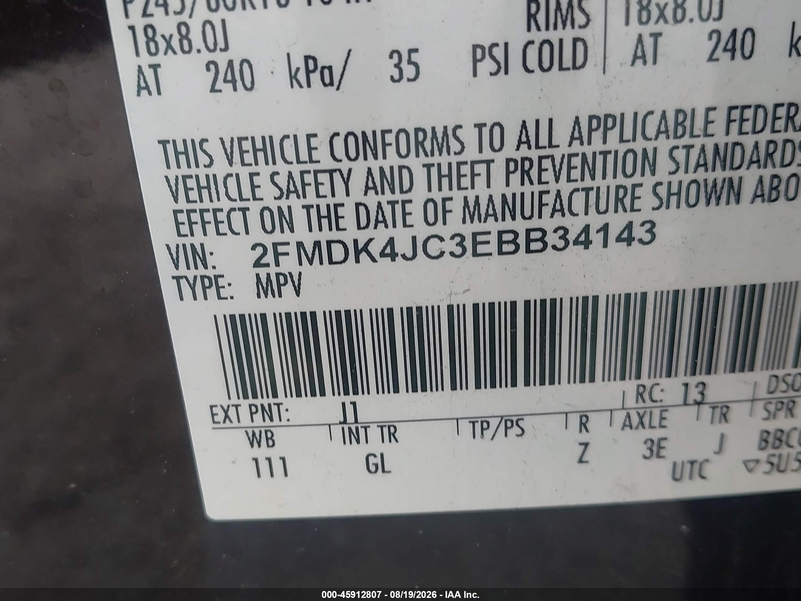 2014 Ford Edge Sel Black vin: 2FMDK4JC3EBB34143