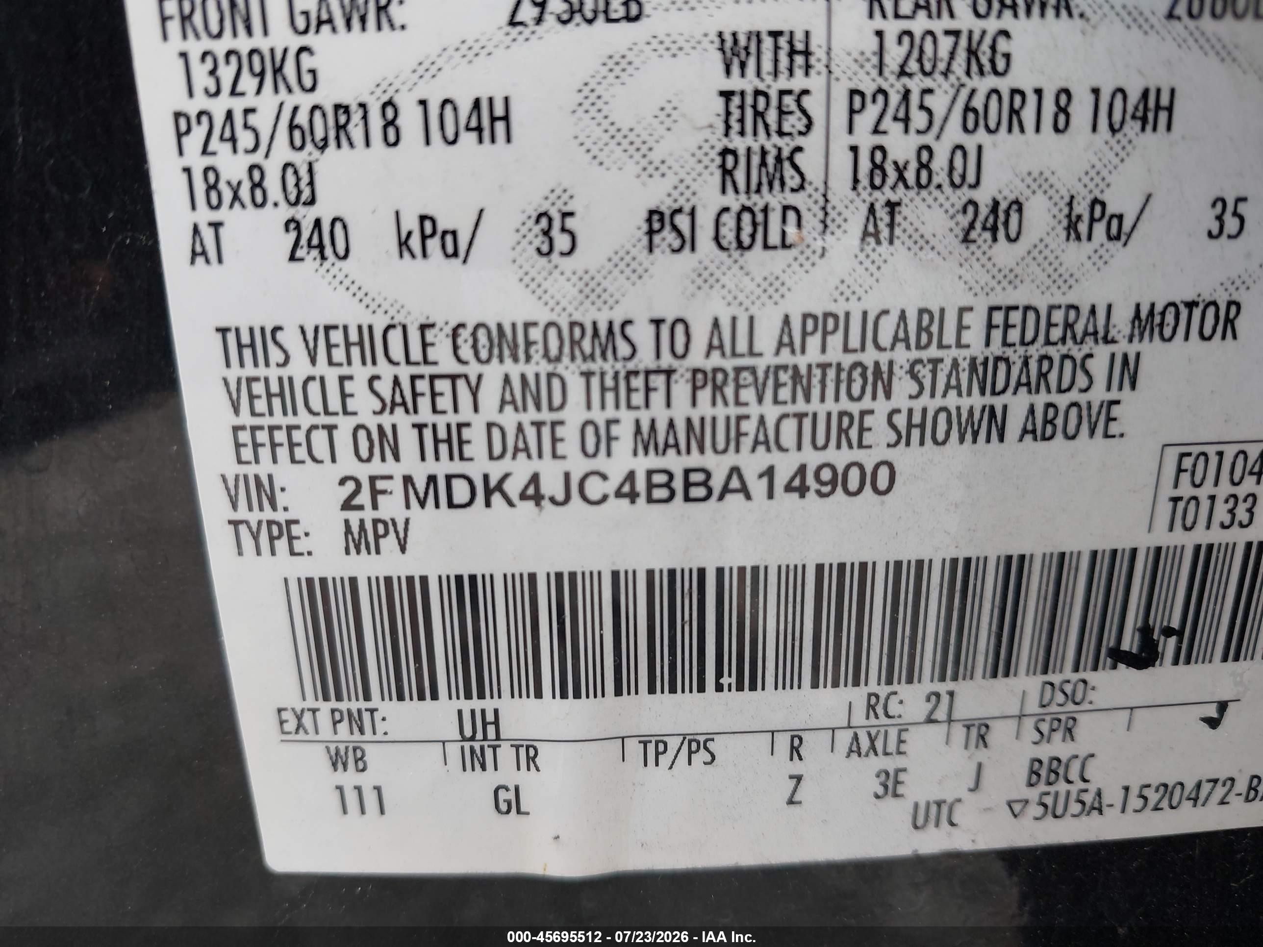 2011 Ford Edge Sel Black vin: 2FMDK4JC4BBA14900