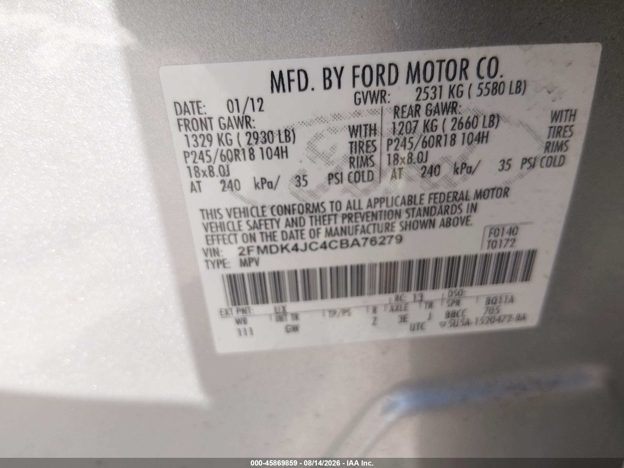 2012 Ford Edge Sel Silver vin: 2FMDK4JC4CBA76279