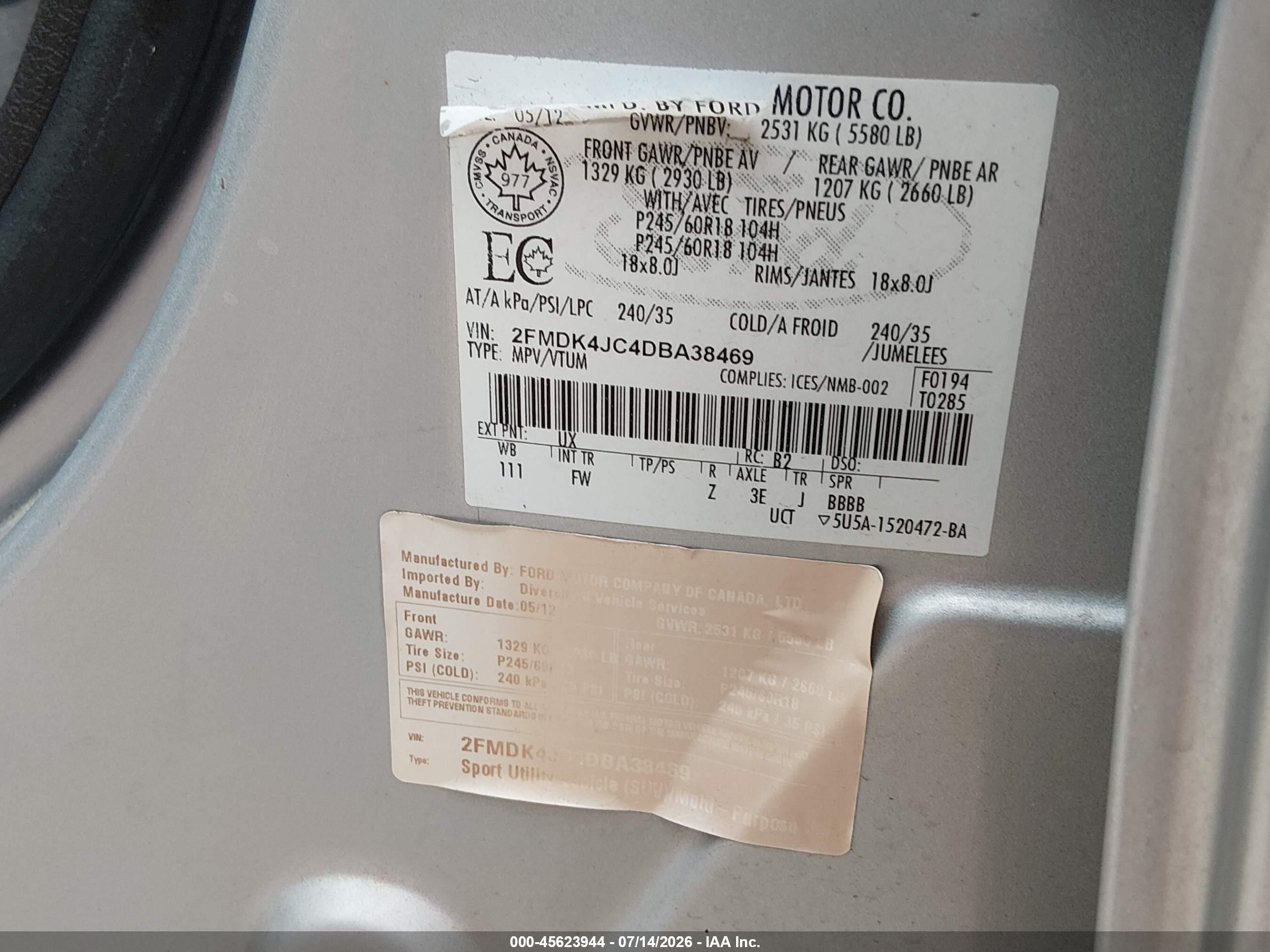 2013 Ford Edge Sel Silver vin: 2FMDK4JC4DBA38469