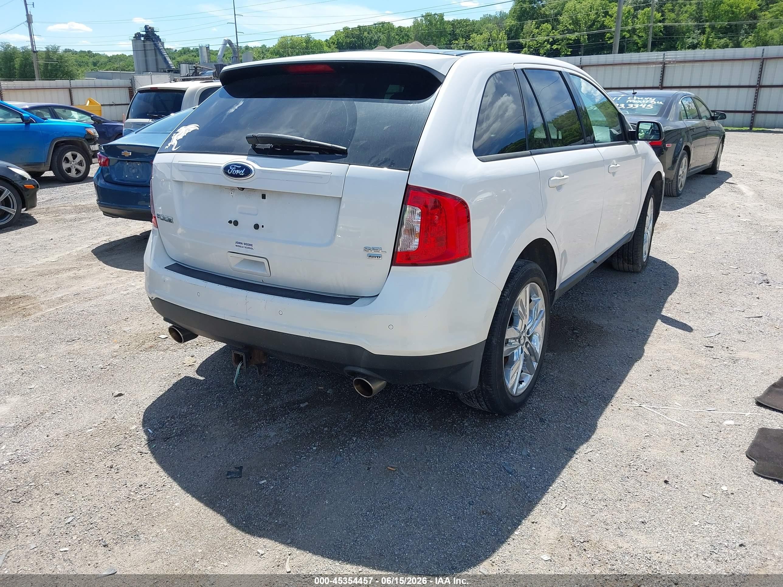 2013 Ford Edge Sel White vin: 2FMDK4JC4DBA38794