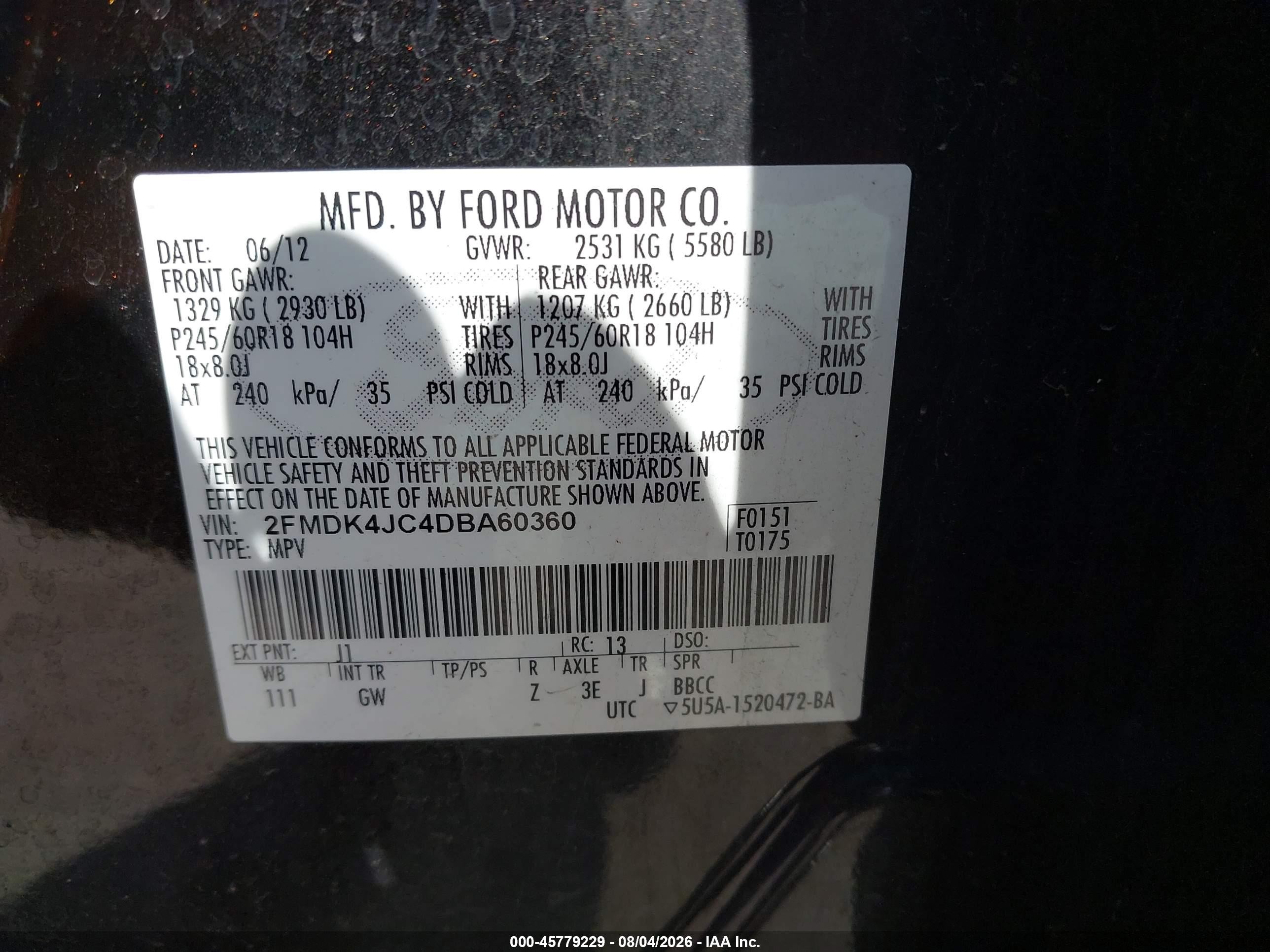 2013 Ford Edge Sel Burgundy vin: 2FMDK4JC4DBA60360