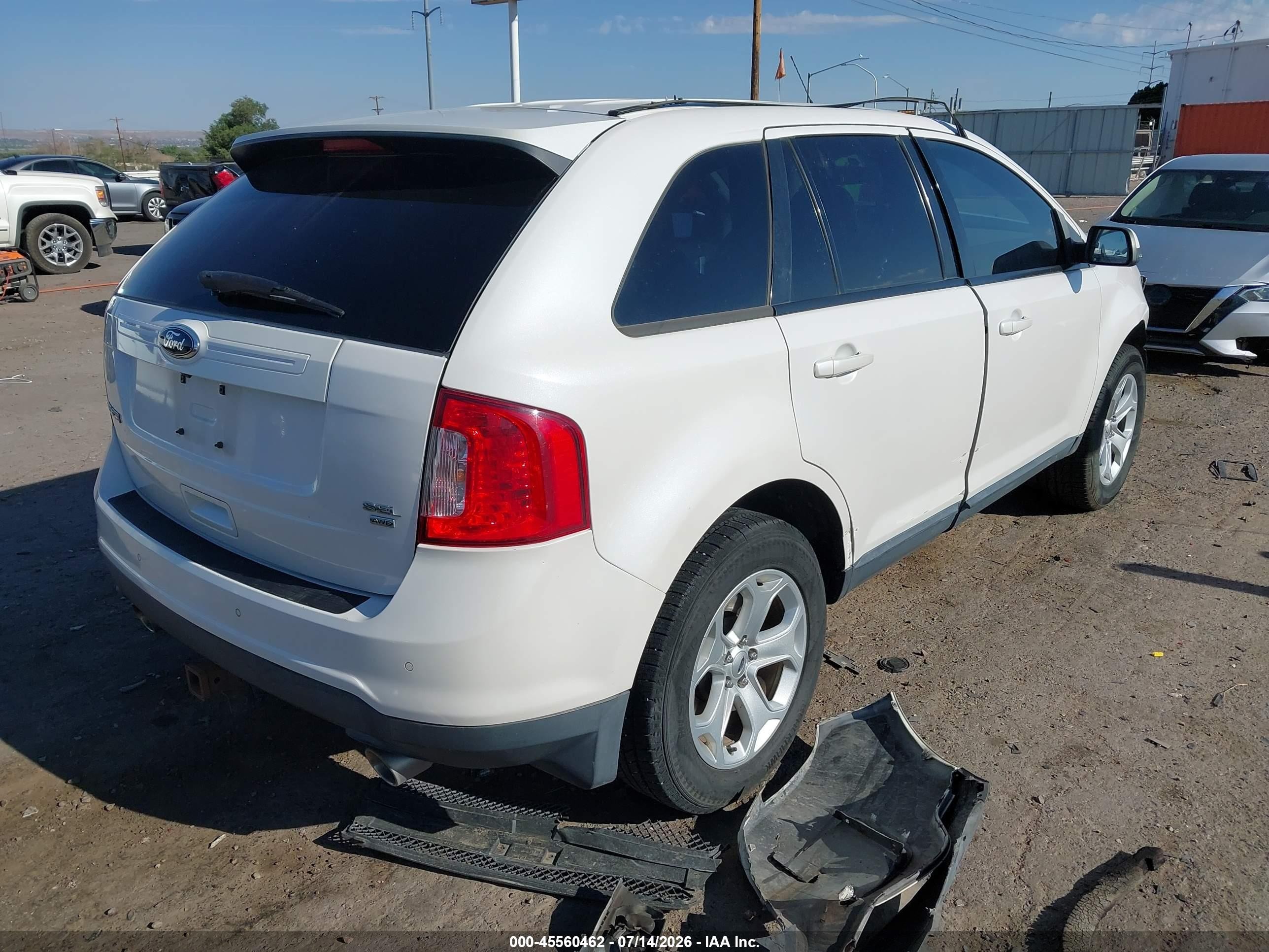 2013 Ford Edge Sel White vin: 2FMDK4JC4DBB59308