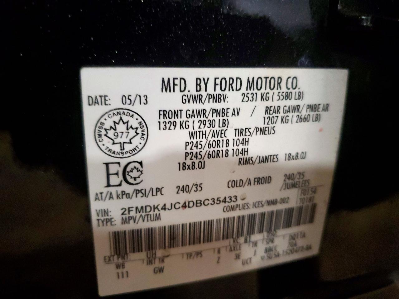 2013 Ford Edge Sel Black vin: 2FMDK4JC4DBC35433