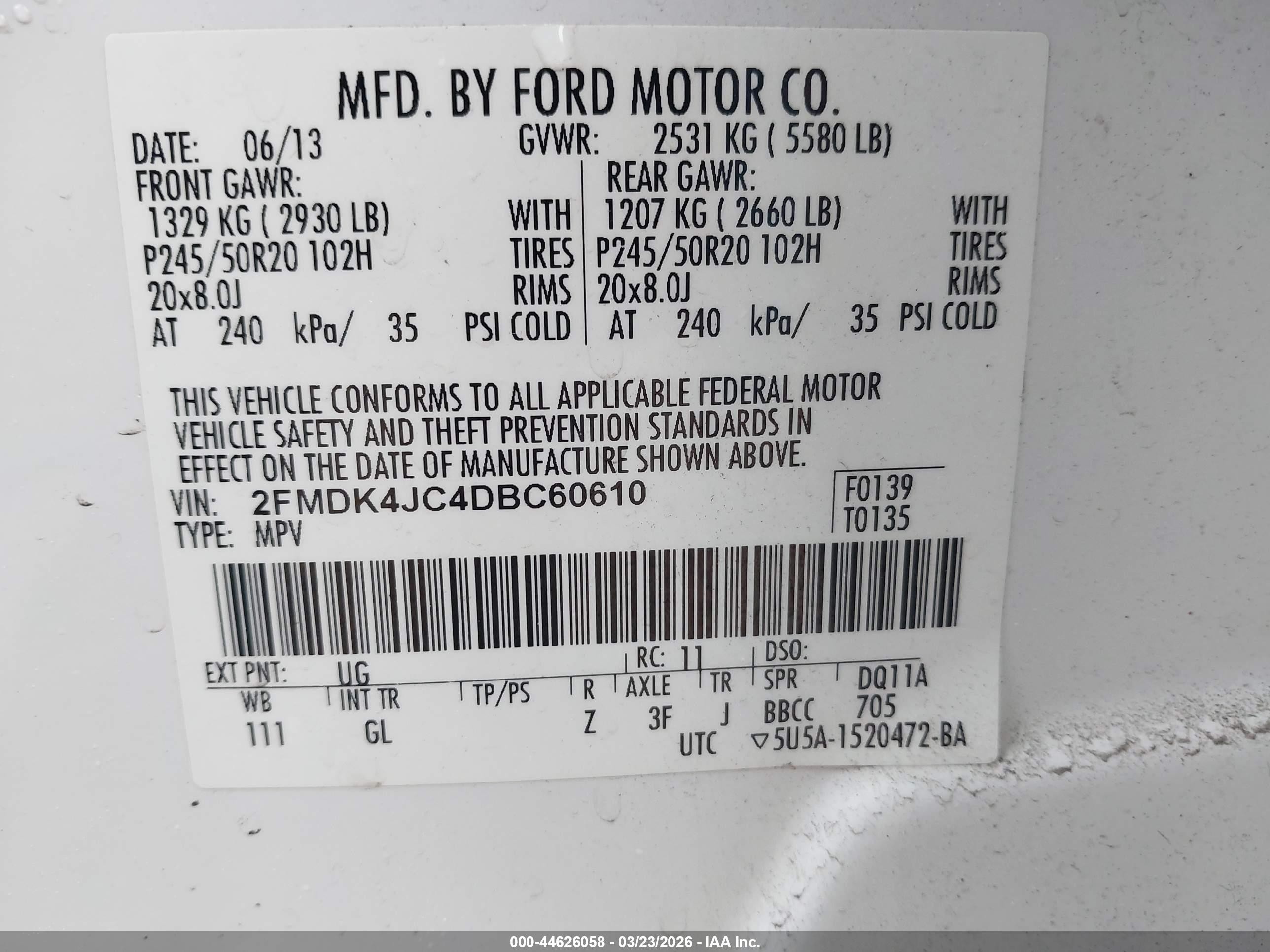 2013 Ford Edge Sel White vin: 2FMDK4JC4DBC60610