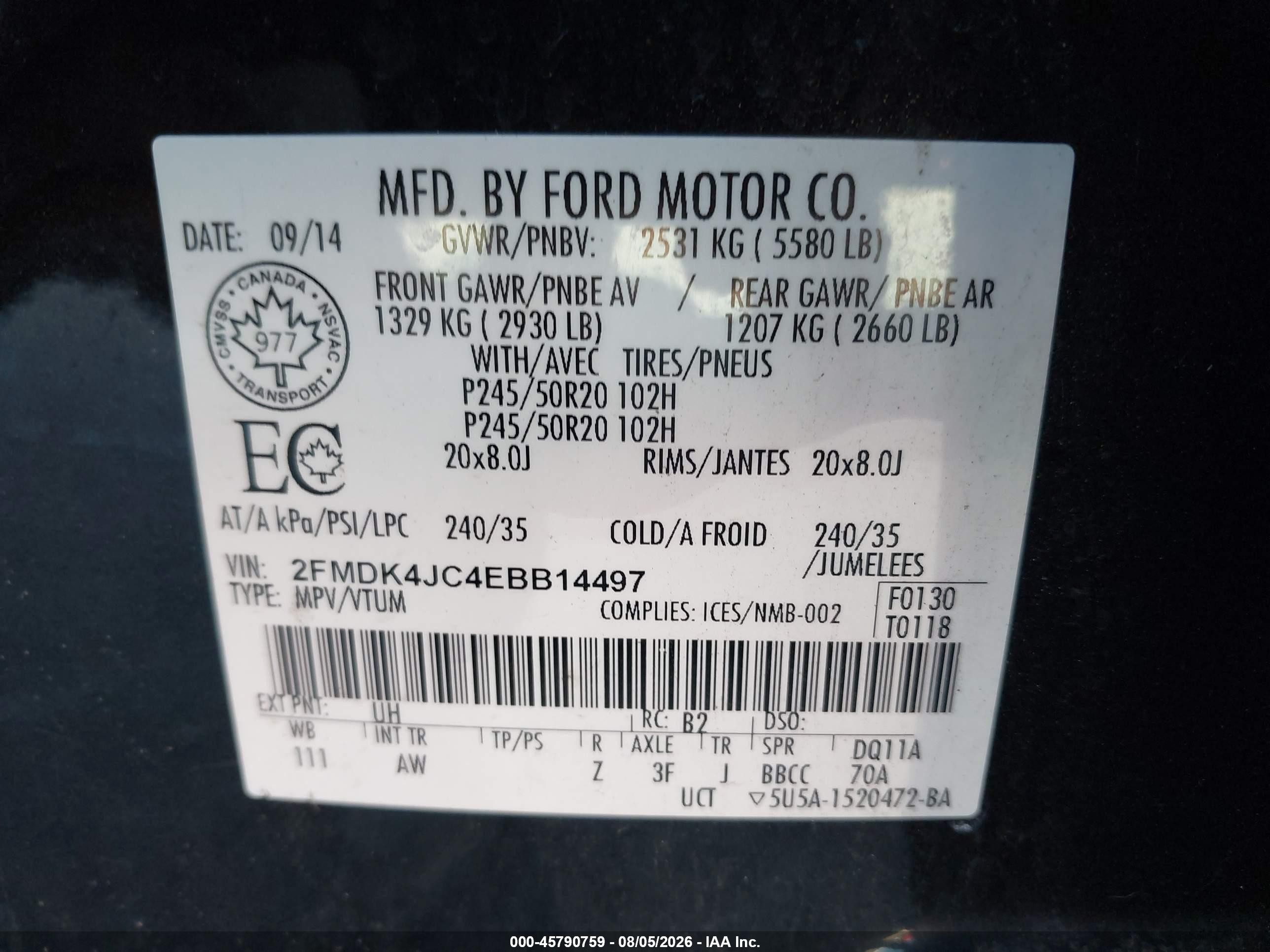 2014 Ford Edge Sel Черный vin: 2FMDK4JC4EBB14497