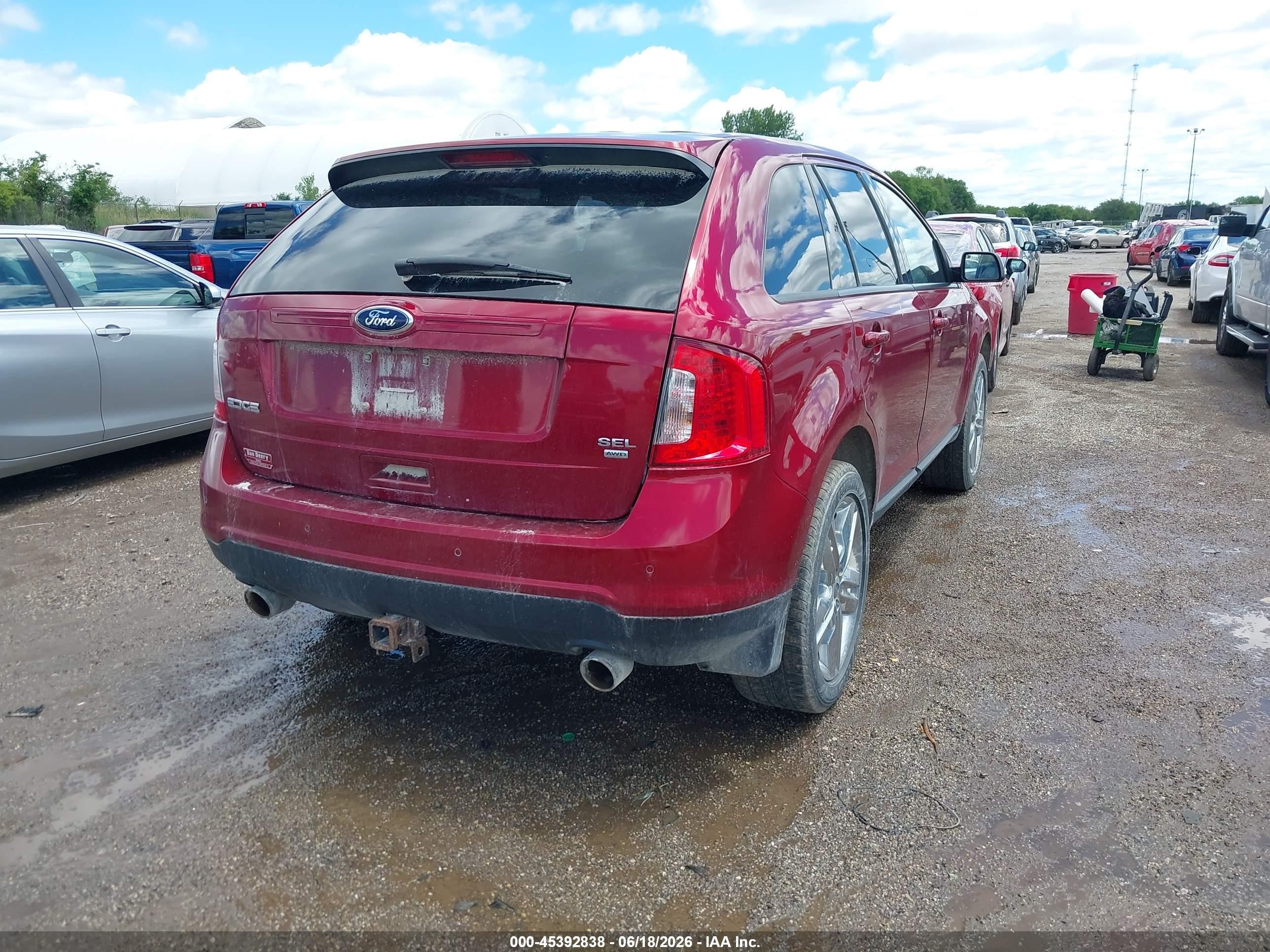 2014 Ford Edge Sel Red vin: 2FMDK4JC4EBB74344