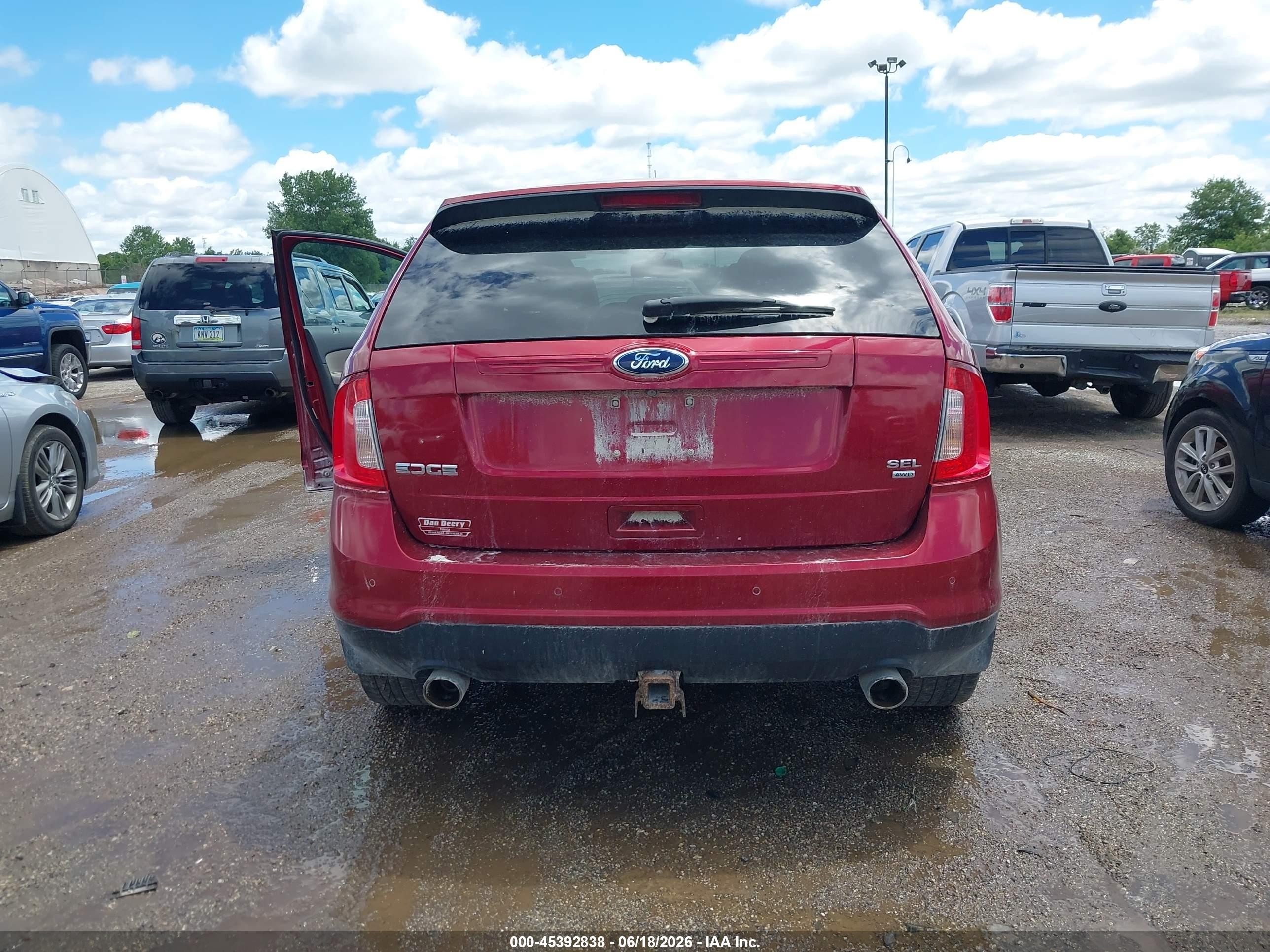 2014 Ford Edge Sel Red vin: 2FMDK4JC4EBB74344