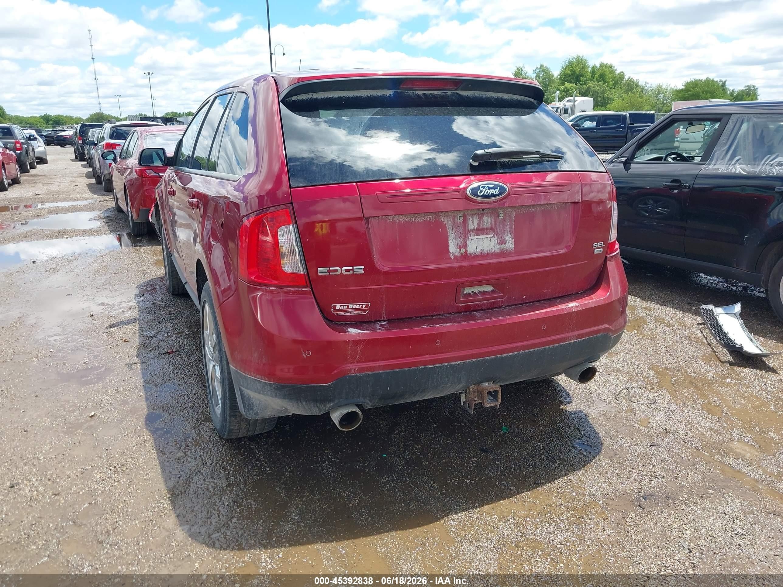 2014 Ford Edge Sel Red vin: 2FMDK4JC4EBB74344