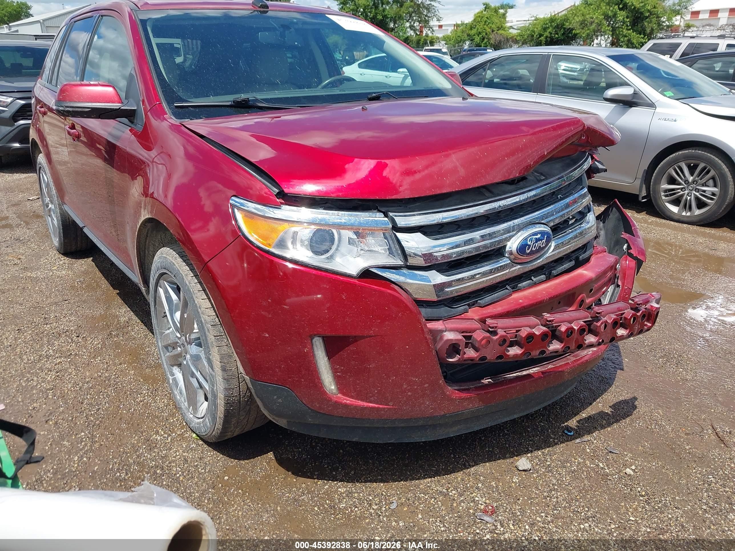2014 Ford Edge Sel Red vin: 2FMDK4JC4EBB74344