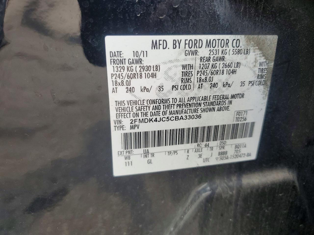 2012 Ford Edge Sel Черный vin: 2FMDK4JC5CBA33036