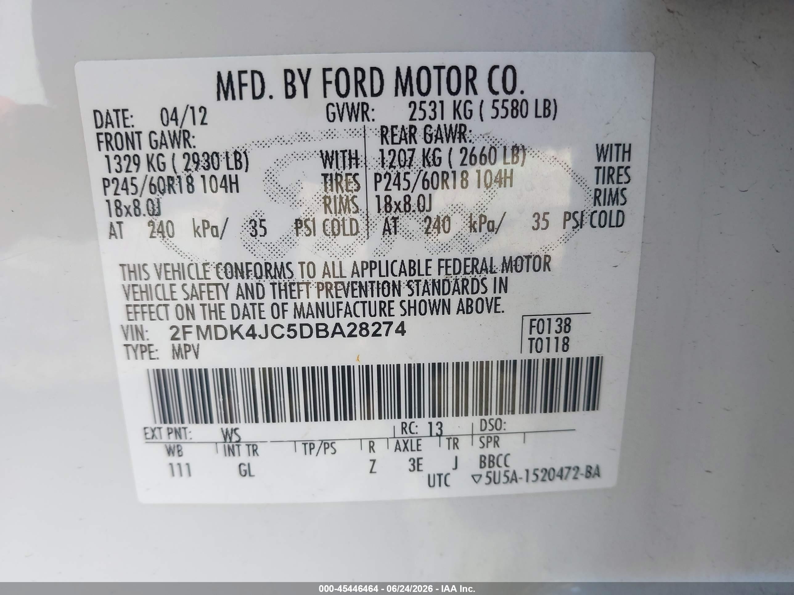 2013 Ford Edge Sel White vin: 2FMDK4JC5DBA28274