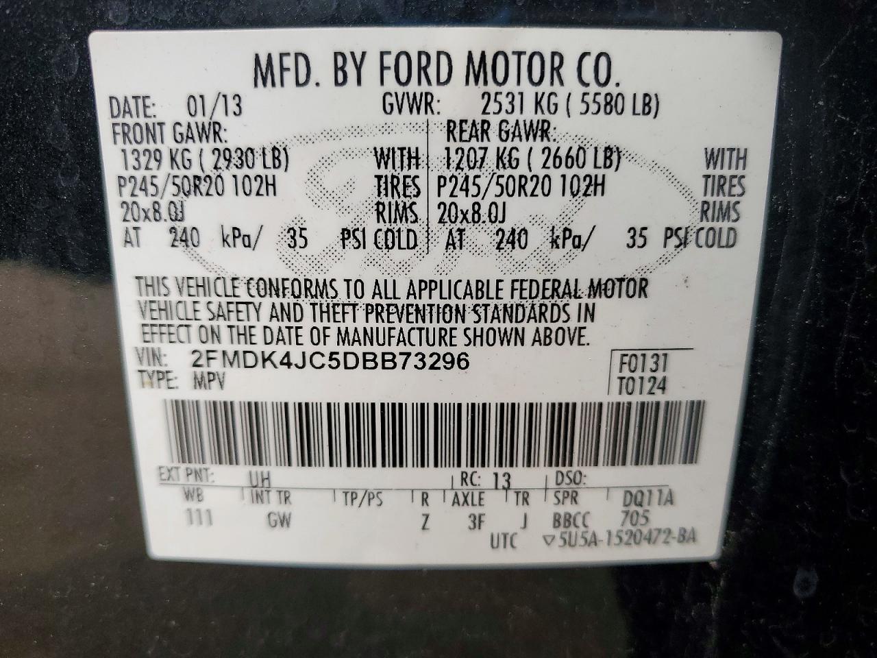 2013 Ford Edge Sel Black vin: 2FMDK4JC5DBB73296