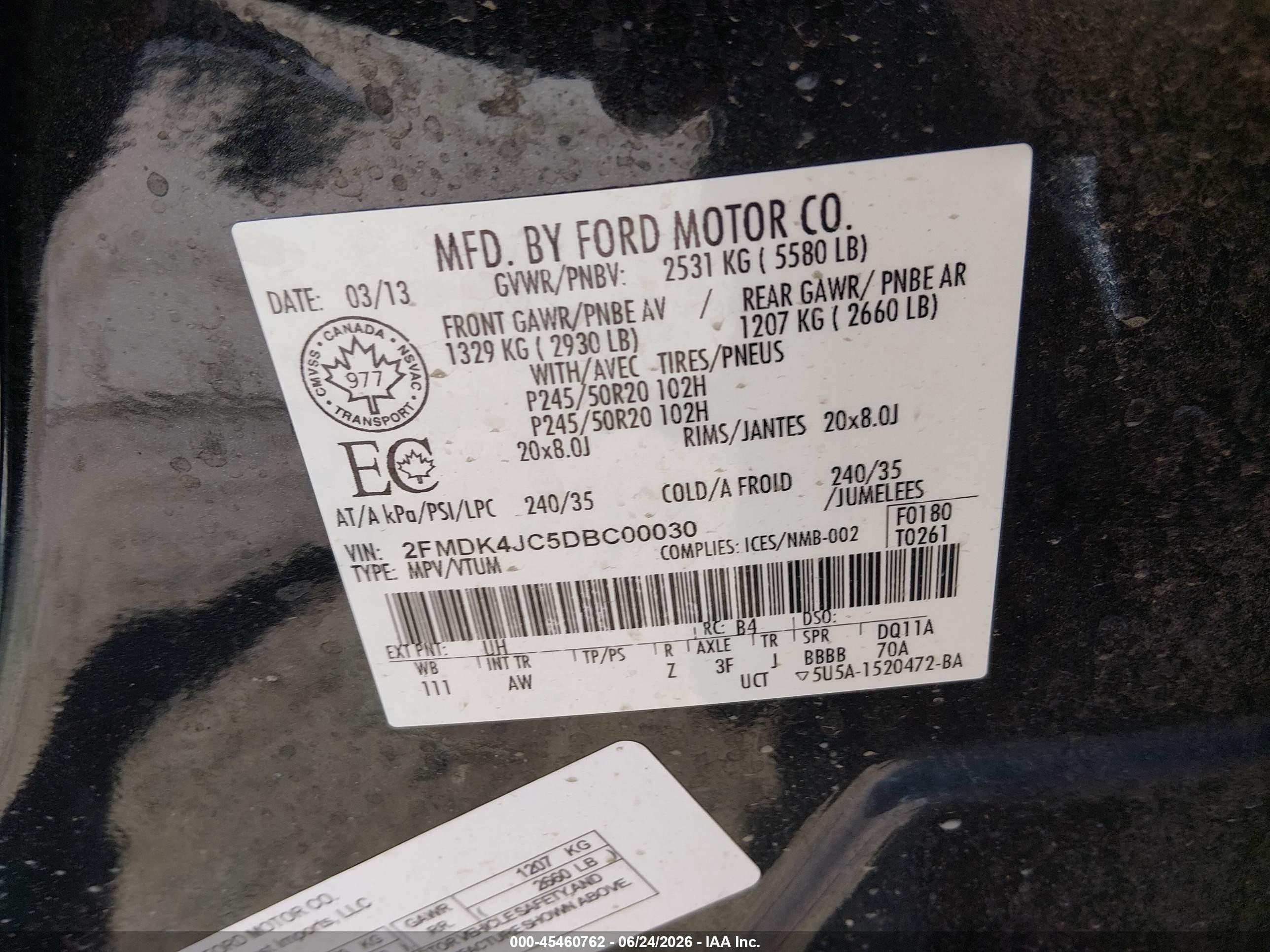 2013 Ford Edge Sel Black vin: 2FMDK4JC5DBC00030