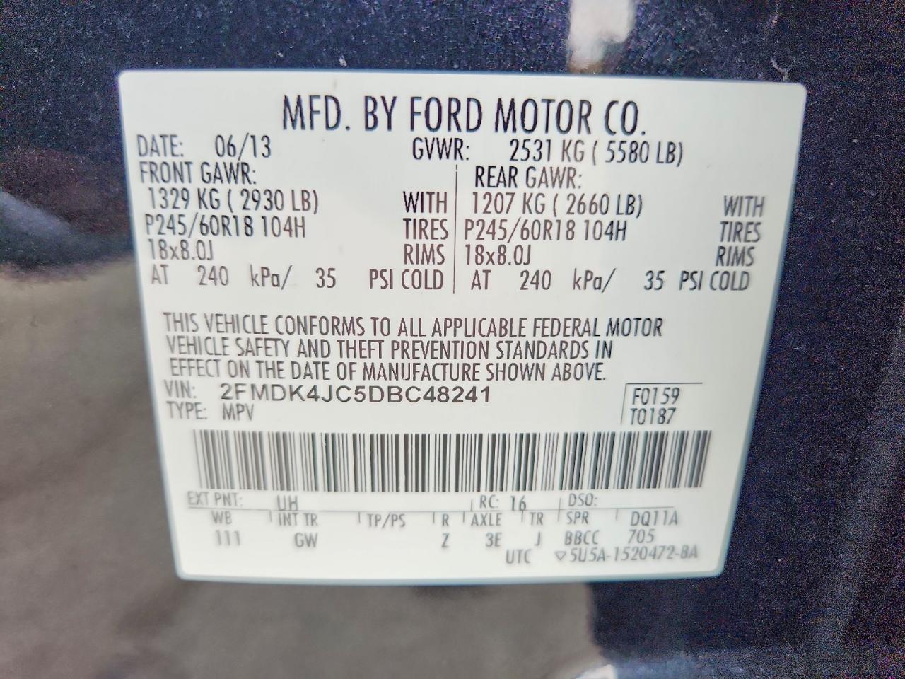 2013 Ford Edge Sel Black vin: 2FMDK4JC5DBC48241