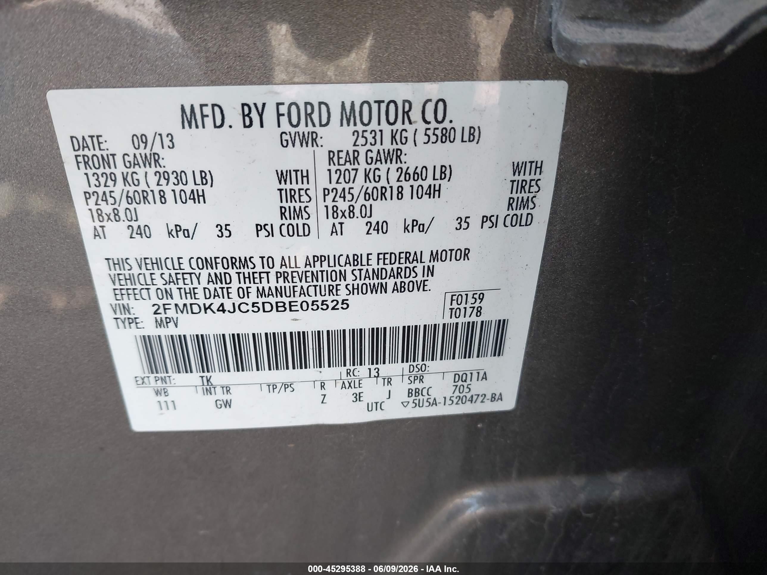 2013 Ford Edge Sel Коричневый vin: 2FMDK4JC5DBE05525