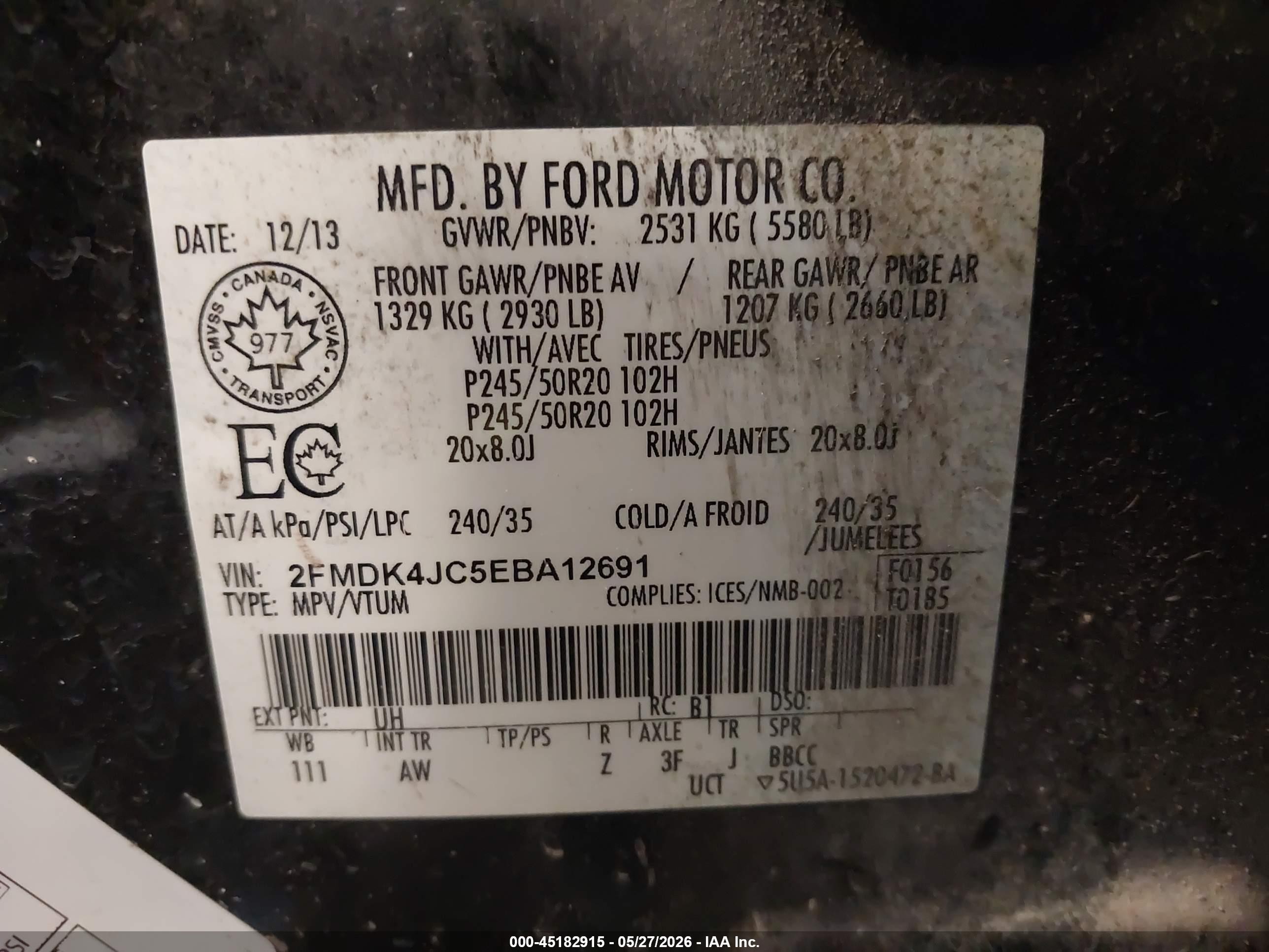 2014 Ford Edge Sel Black vin: 2FMDK4JC5EBA12691