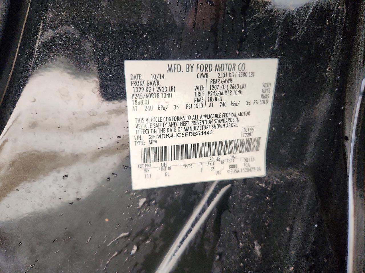 2014 Ford Edge Sel Black vin: 2FMDK4JC5EBB54443