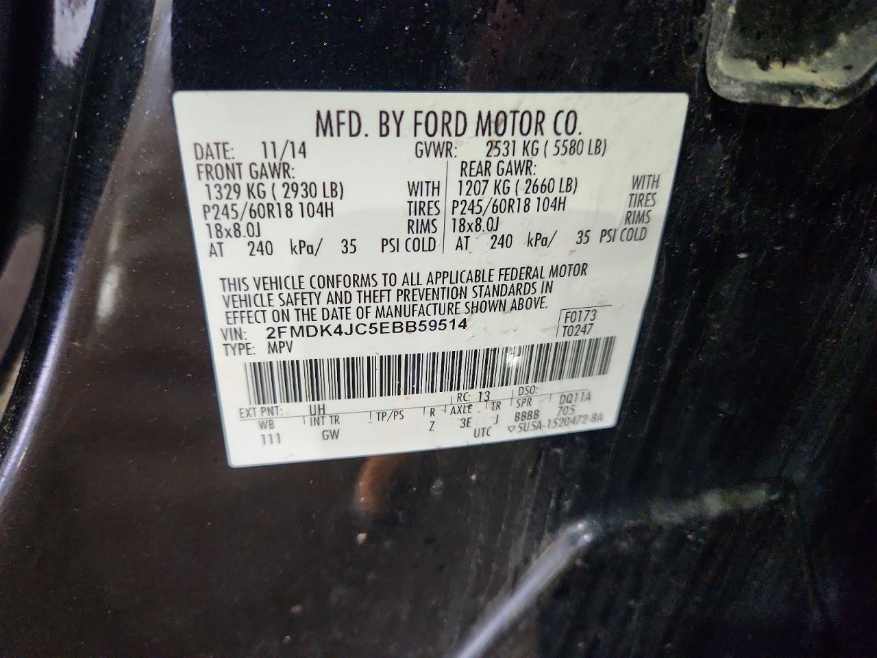 2014 Ford Edge Sel Black vin: 2FMDK4JC5EBB59514