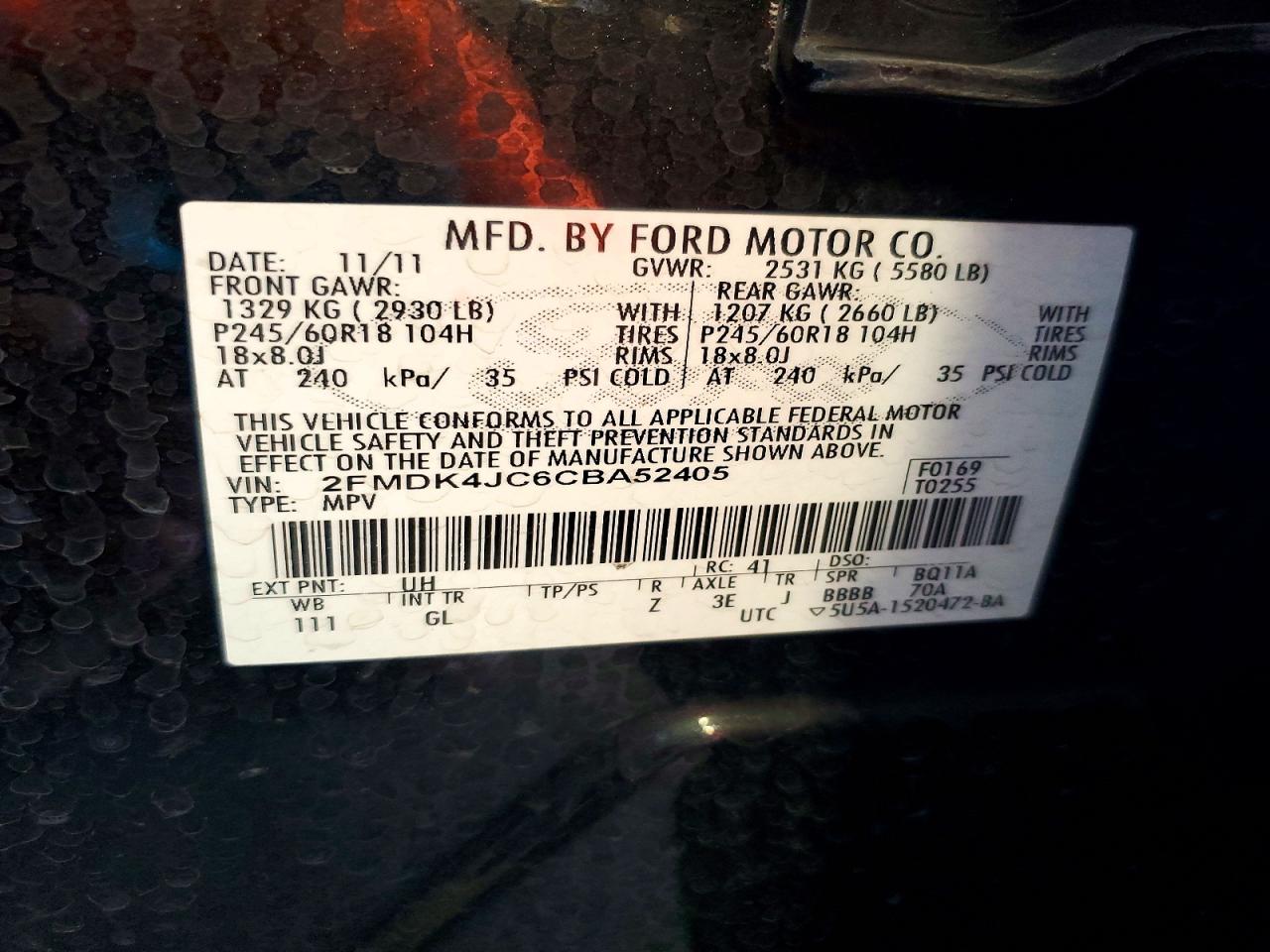 2012 Ford Edge Sel Black vin: 2FMDK4JC6CBA52405