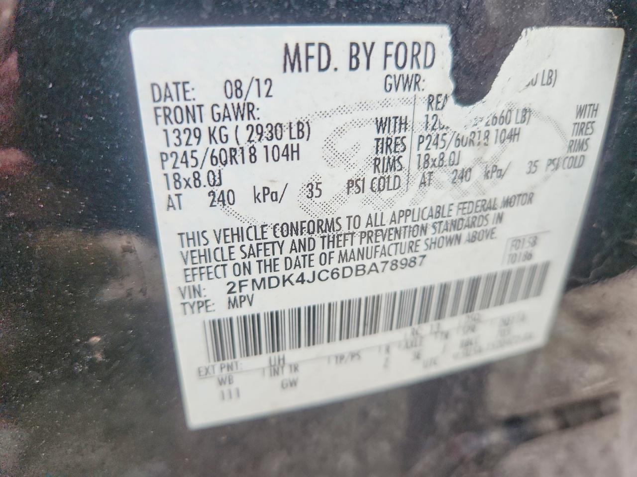 2013 Ford Edge Sel Черный vin: 2FMDK4JC6DBA78987
