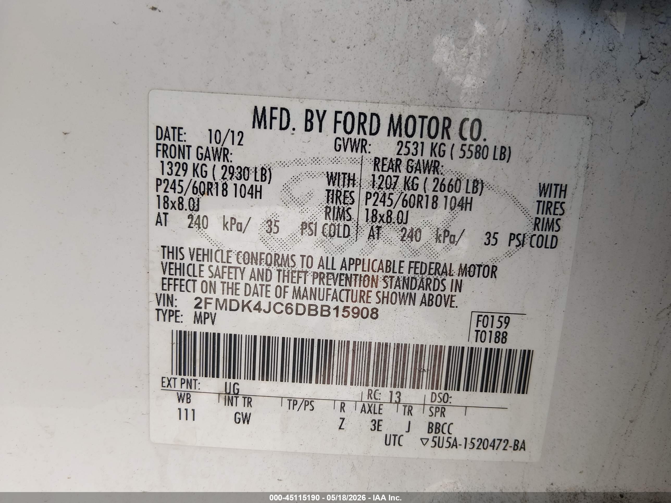 2013 Ford Edge Sel White vin: 2FMDK4JC6DBB15908