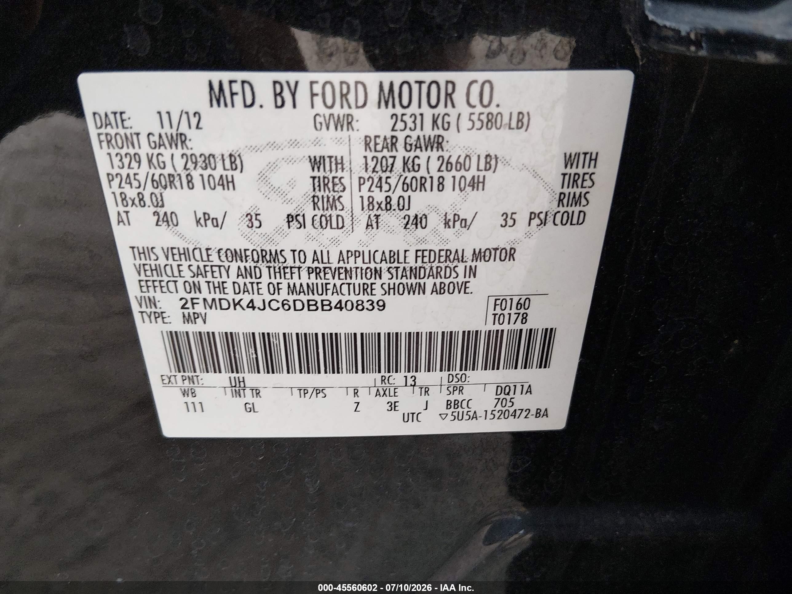 2013 Ford Edge Sel Black vin: 2FMDK4JC6DBB40839