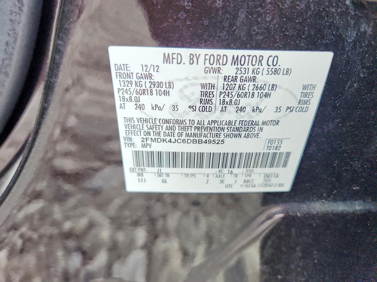 2013 Ford Edge Sel Black vin: 2FMDK4JC6DBB49525
