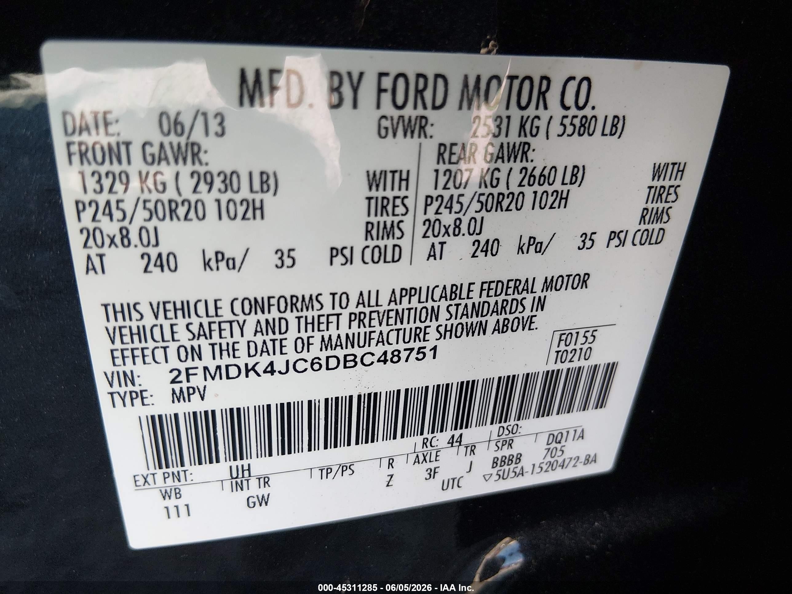 2013 Ford Edge Sel Black vin: 2FMDK4JC6DBC48751