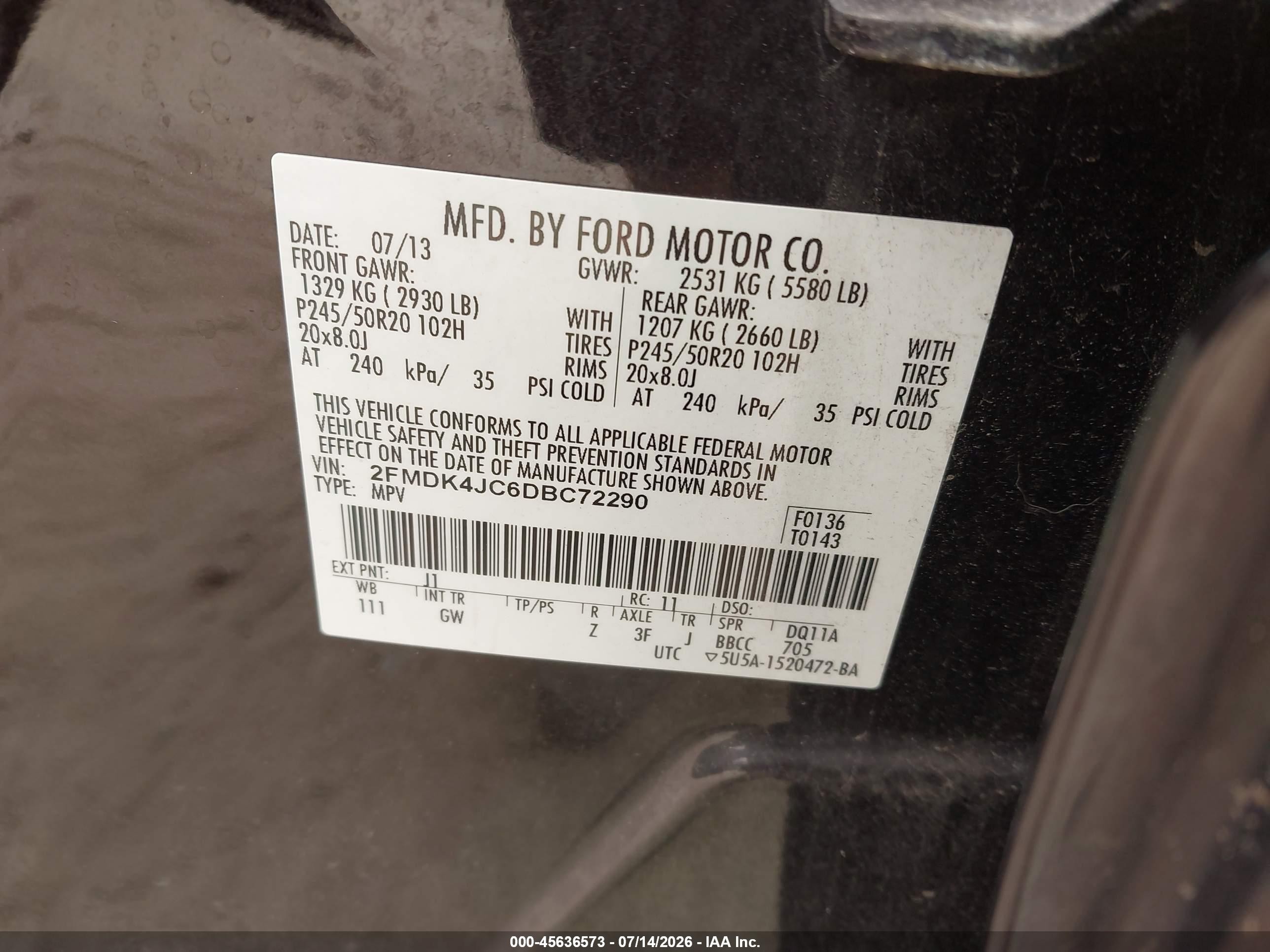 2013 Ford Edge Sel Champagne vin: 2FMDK4JC6DBC72290