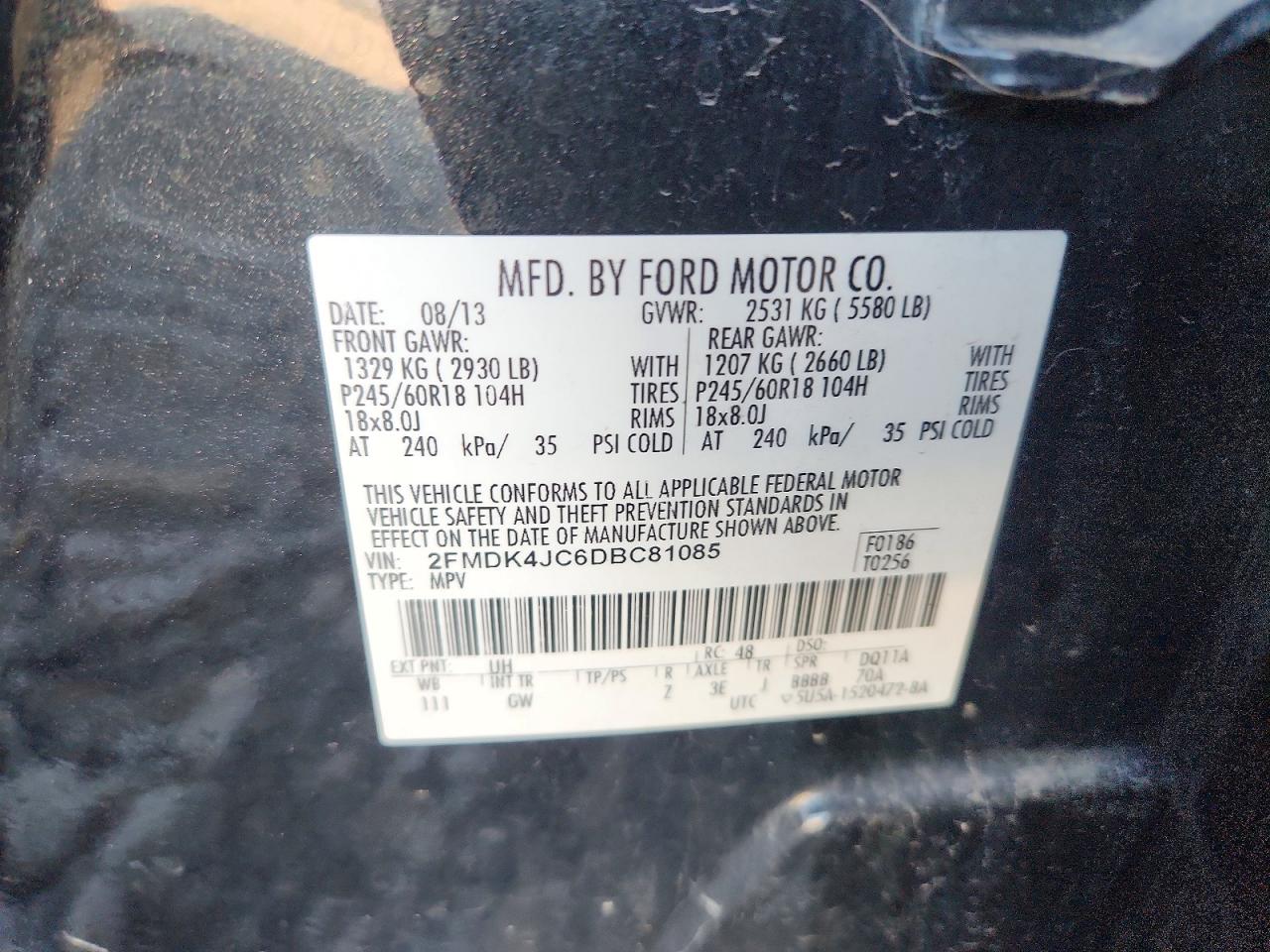 2013 Ford Edge Sel Black vin: 2FMDK4JC6DBC81085