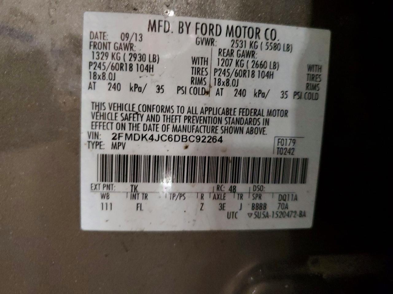2013 Ford Edge Sel Brown vin: 2FMDK4JC6DBC92264