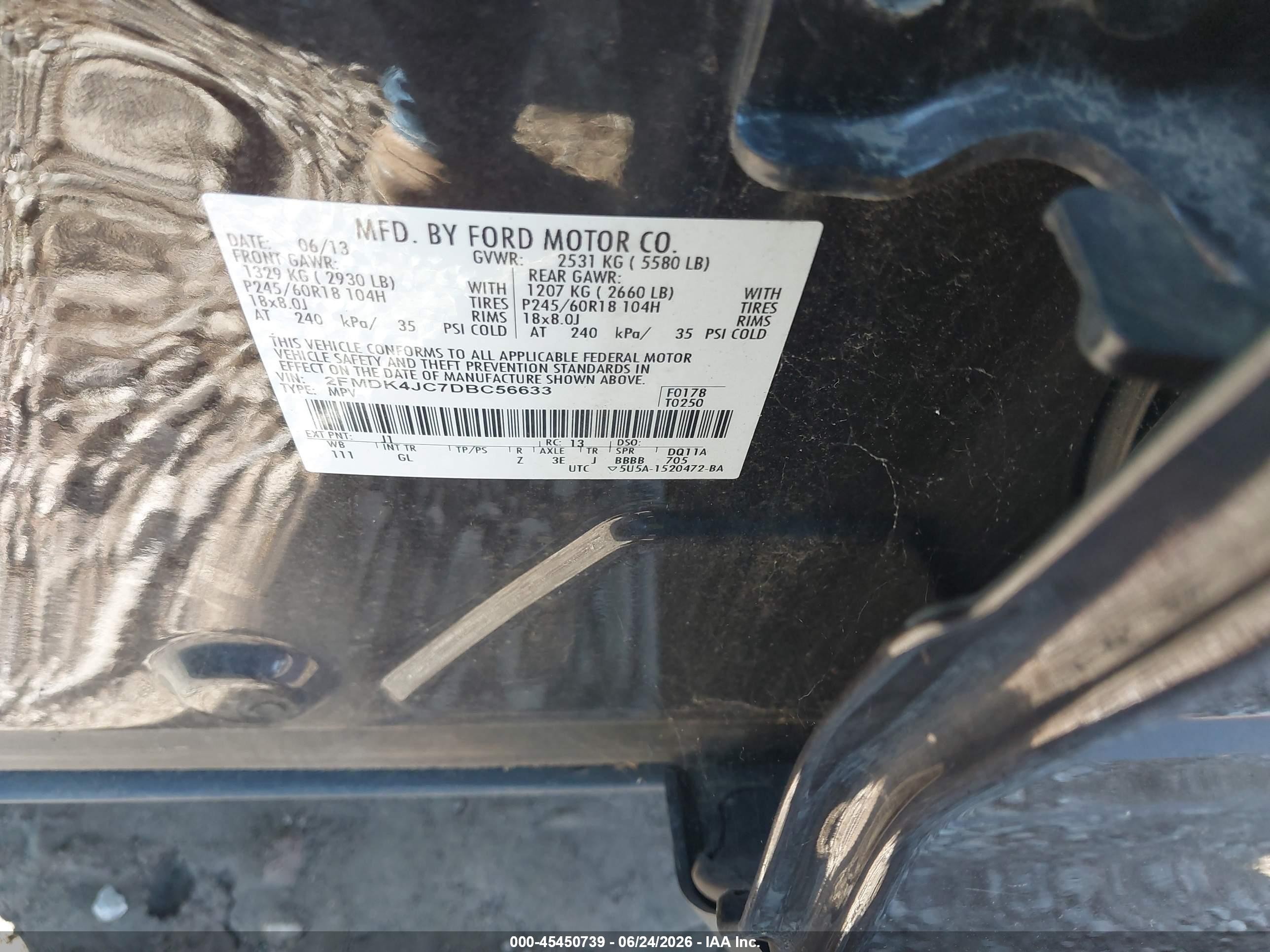 2013 Ford Edge Sel Black vin: 2FMDK4JC7DBC56633