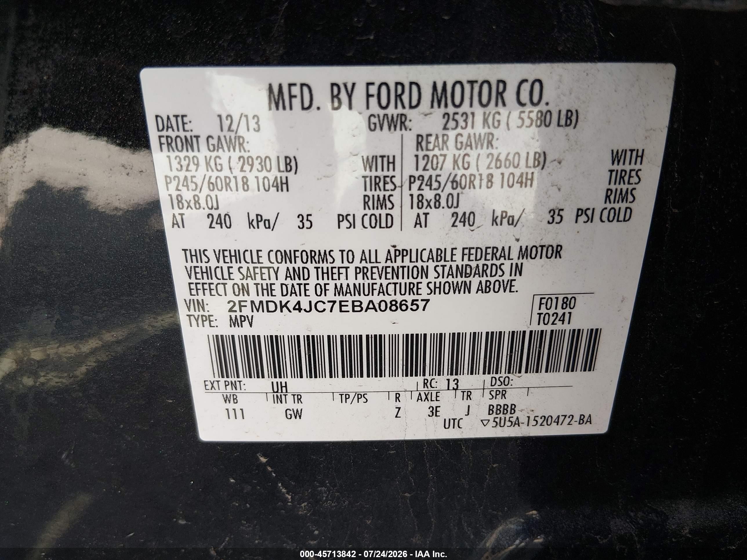 2014 Ford Edge Sel Black vin: 2FMDK4JC7EBA08657