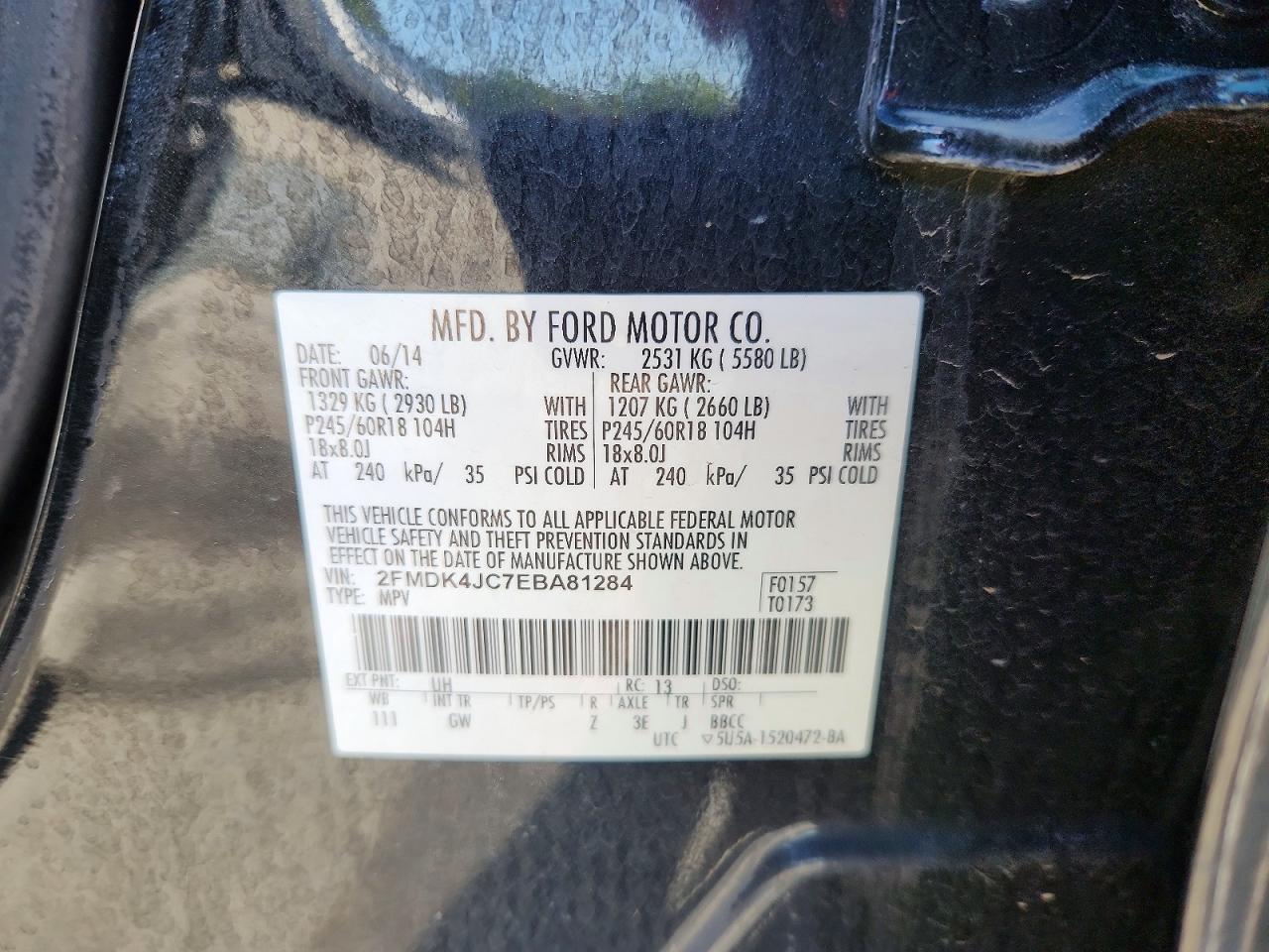 2014 Ford Edge Sel Black vin: 2FMDK4JC7EBA81284
