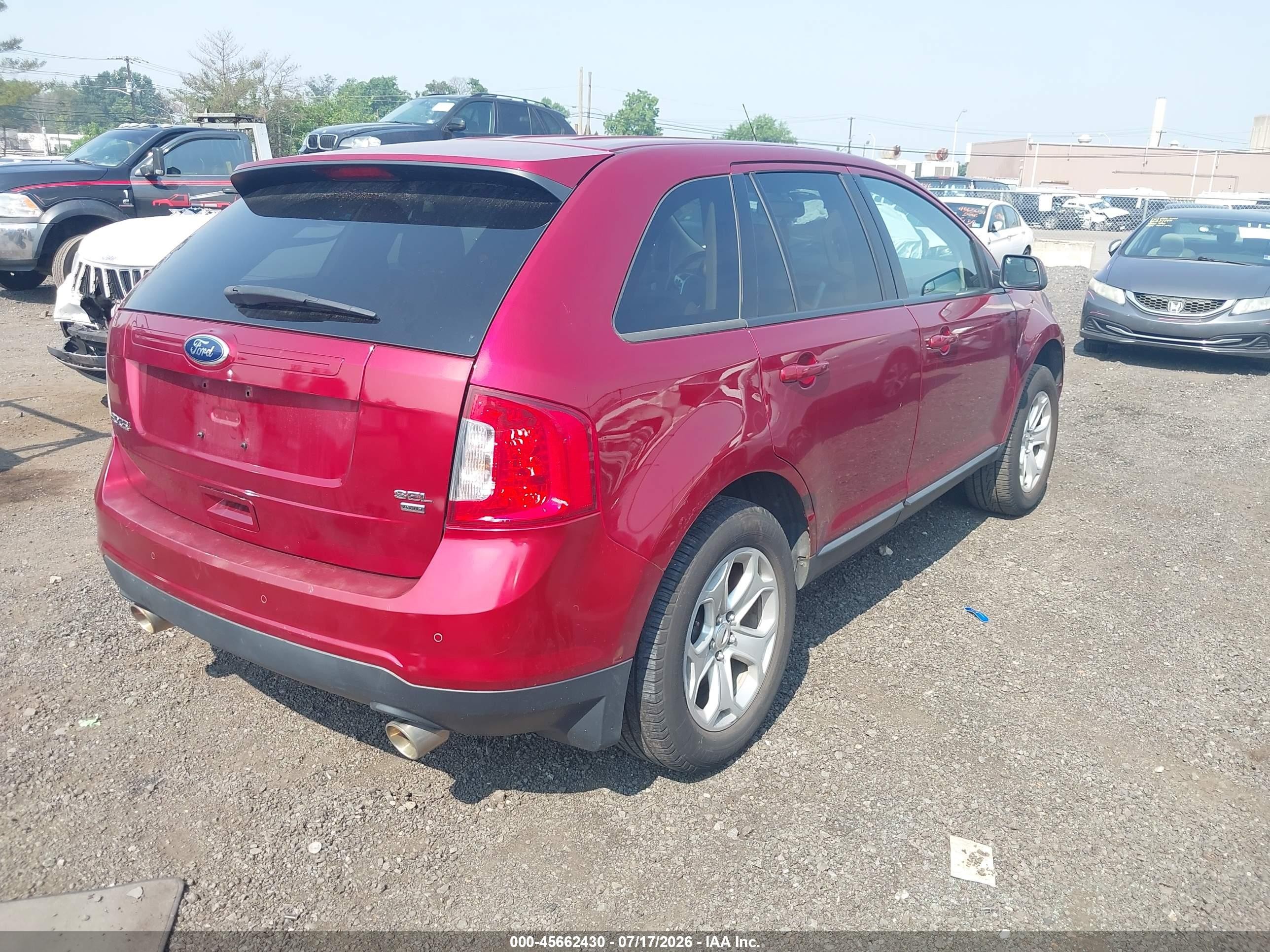 2014 Ford Edge Sel Red vin: 2FMDK4JC7EBB17197