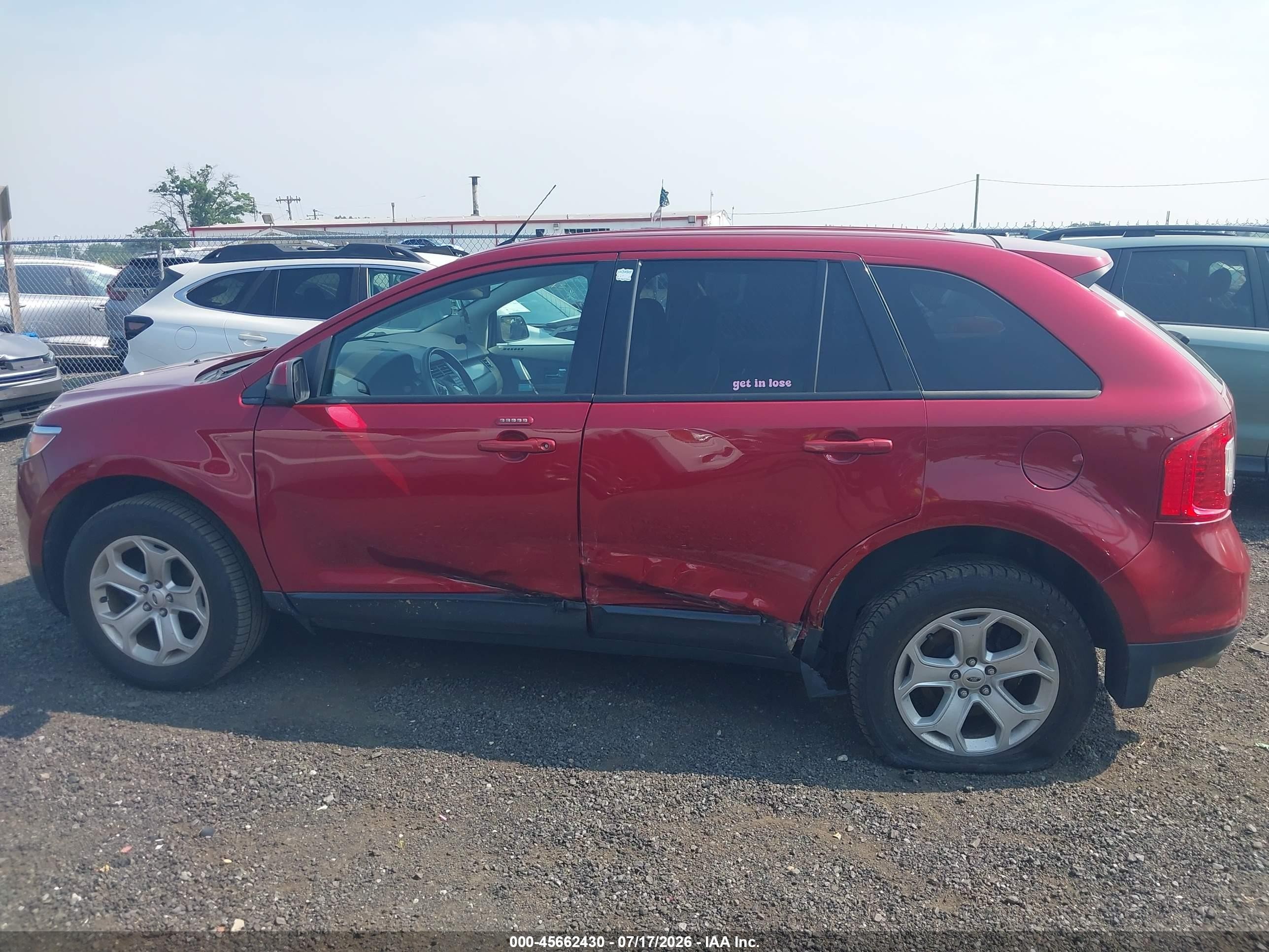 2014 Ford Edge Sel Red vin: 2FMDK4JC7EBB17197