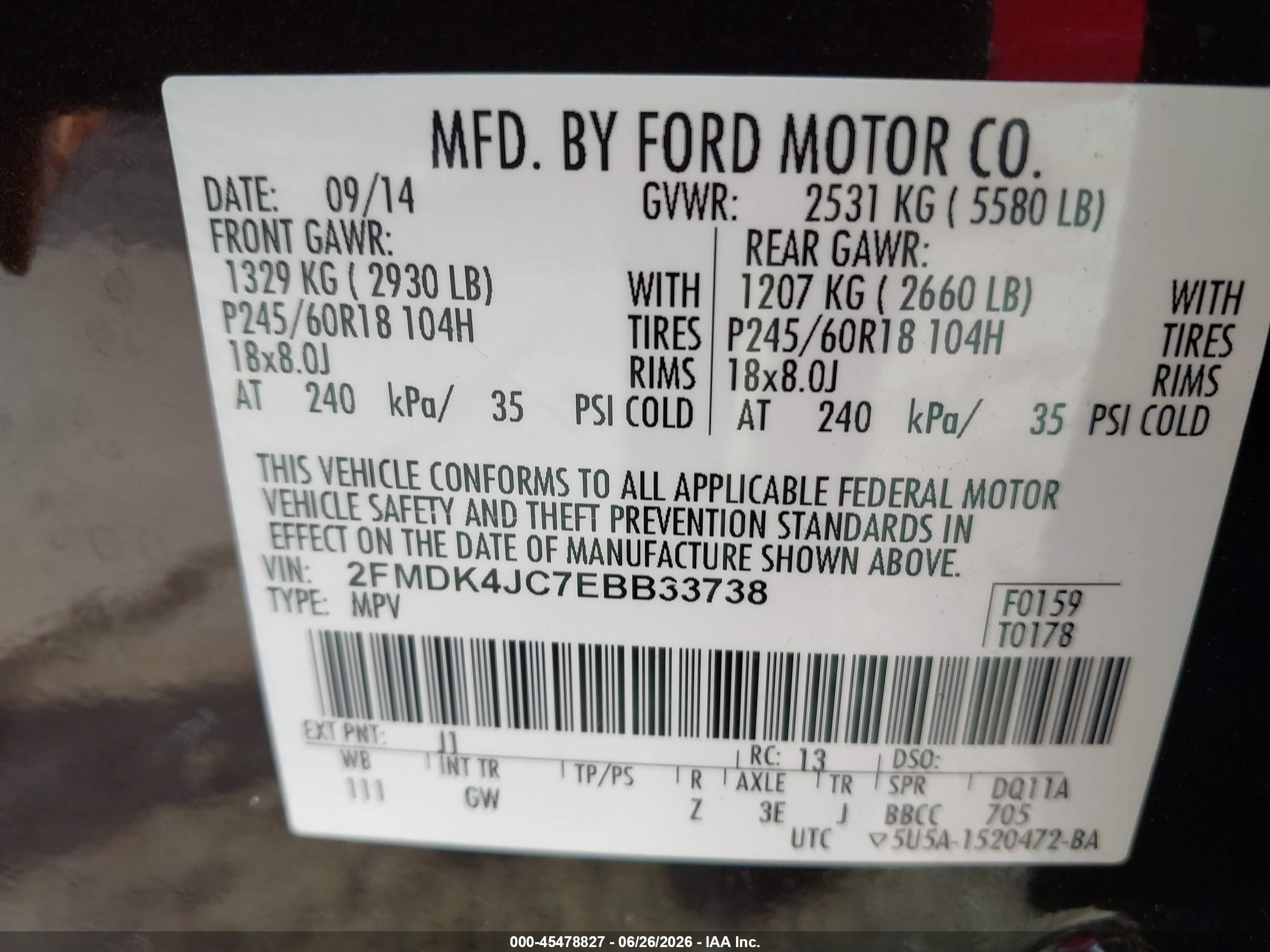 2014 Ford Edge Sel Black vin: 2FMDK4JC7EBB33738