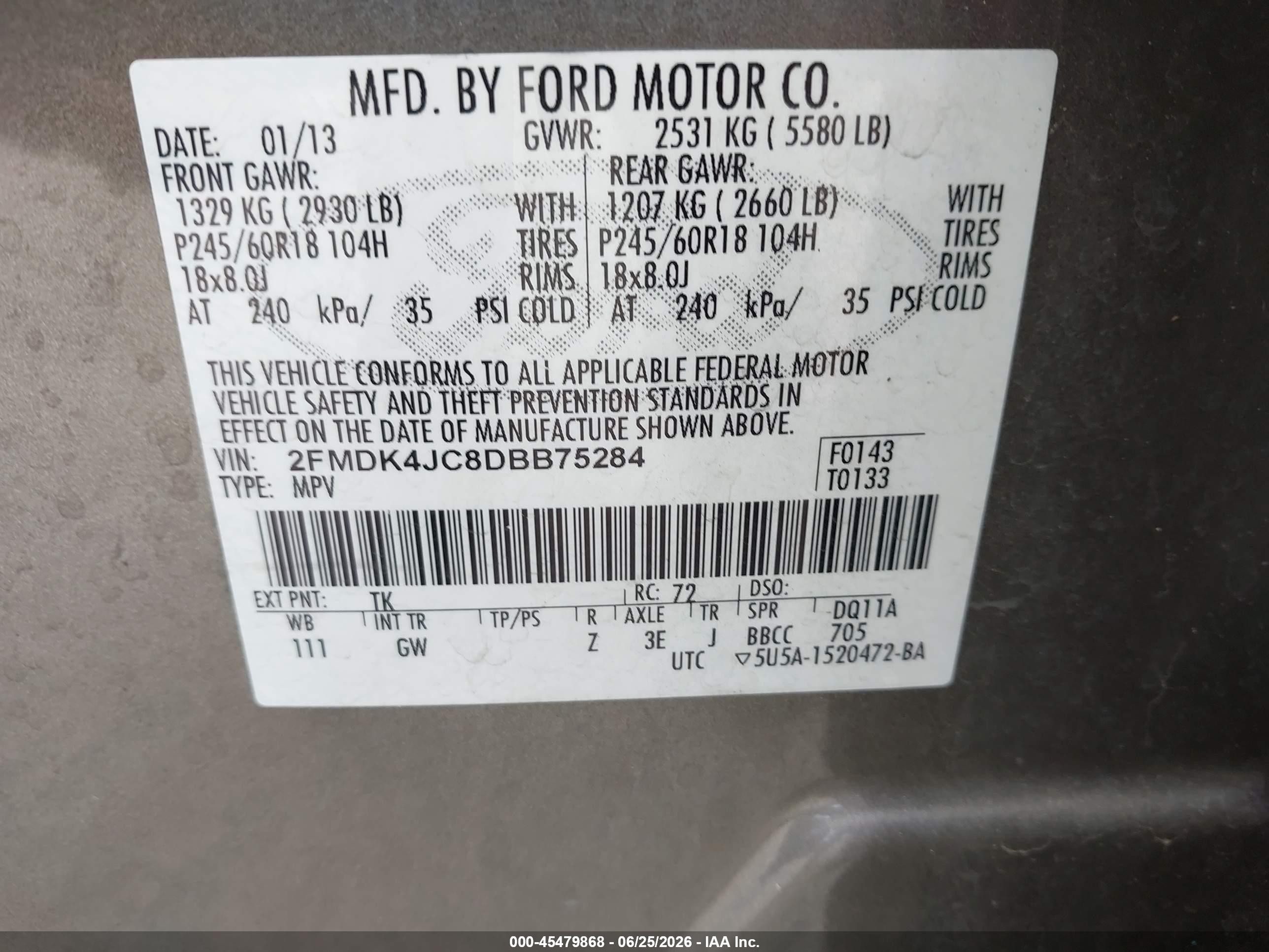 2013 Ford Edge Sel Brown vin: 2FMDK4JC8DBB75284