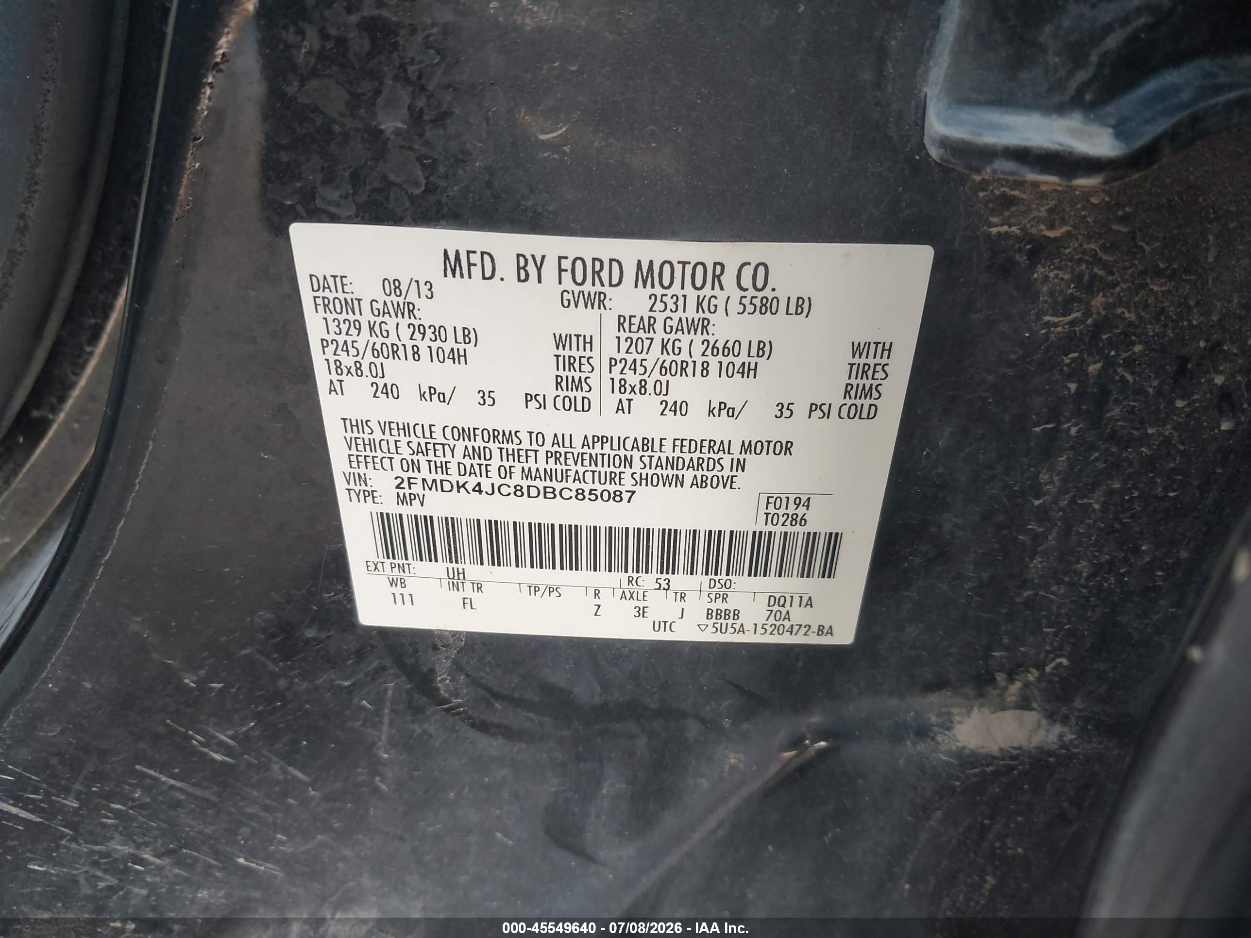 2013 Ford Edge Sel Black vin: 2FMDK4JC8DBC85087