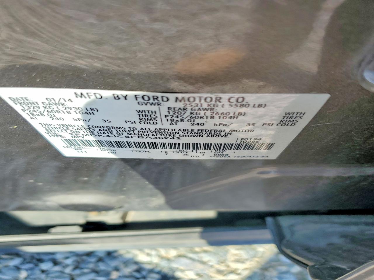 2014 Ford Edge Sel Tan vin: 2FMDK4JC8EBA36242