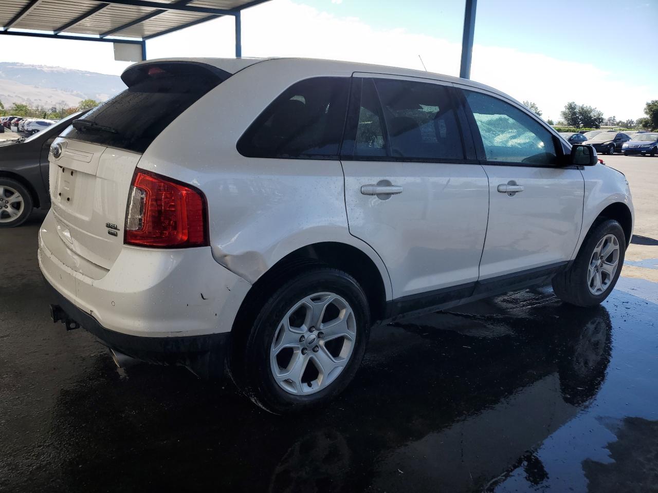 2014 Ford Edge Sel White vin: 2FMDK4JC8EBB47549 Damage: Right Qtr Panel, Dent(S) W/ Paint Dmg, 6 To 7 Inches