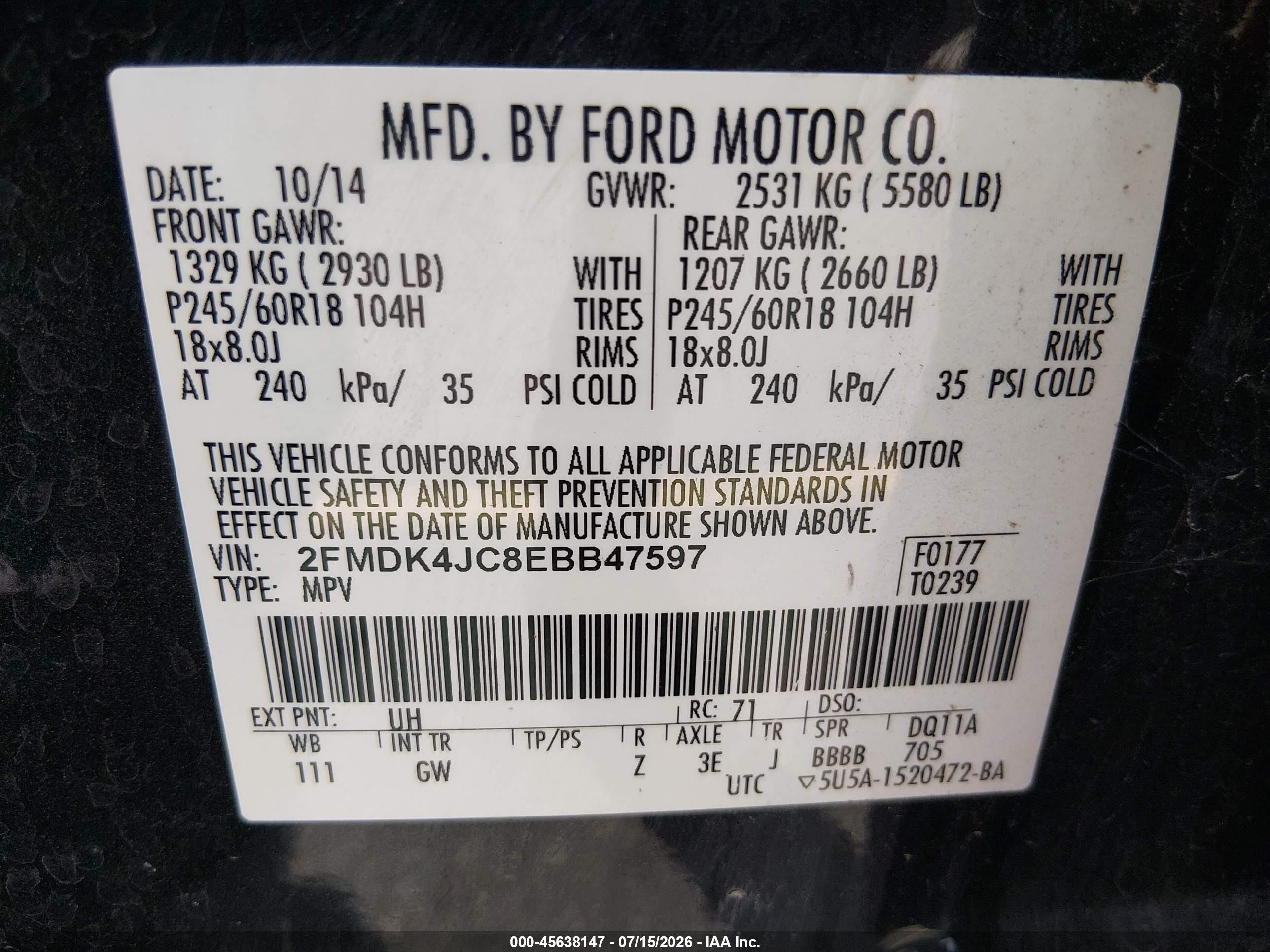 2014 Ford Edge Sel Black vin: 2FMDK4JC8EBB47597