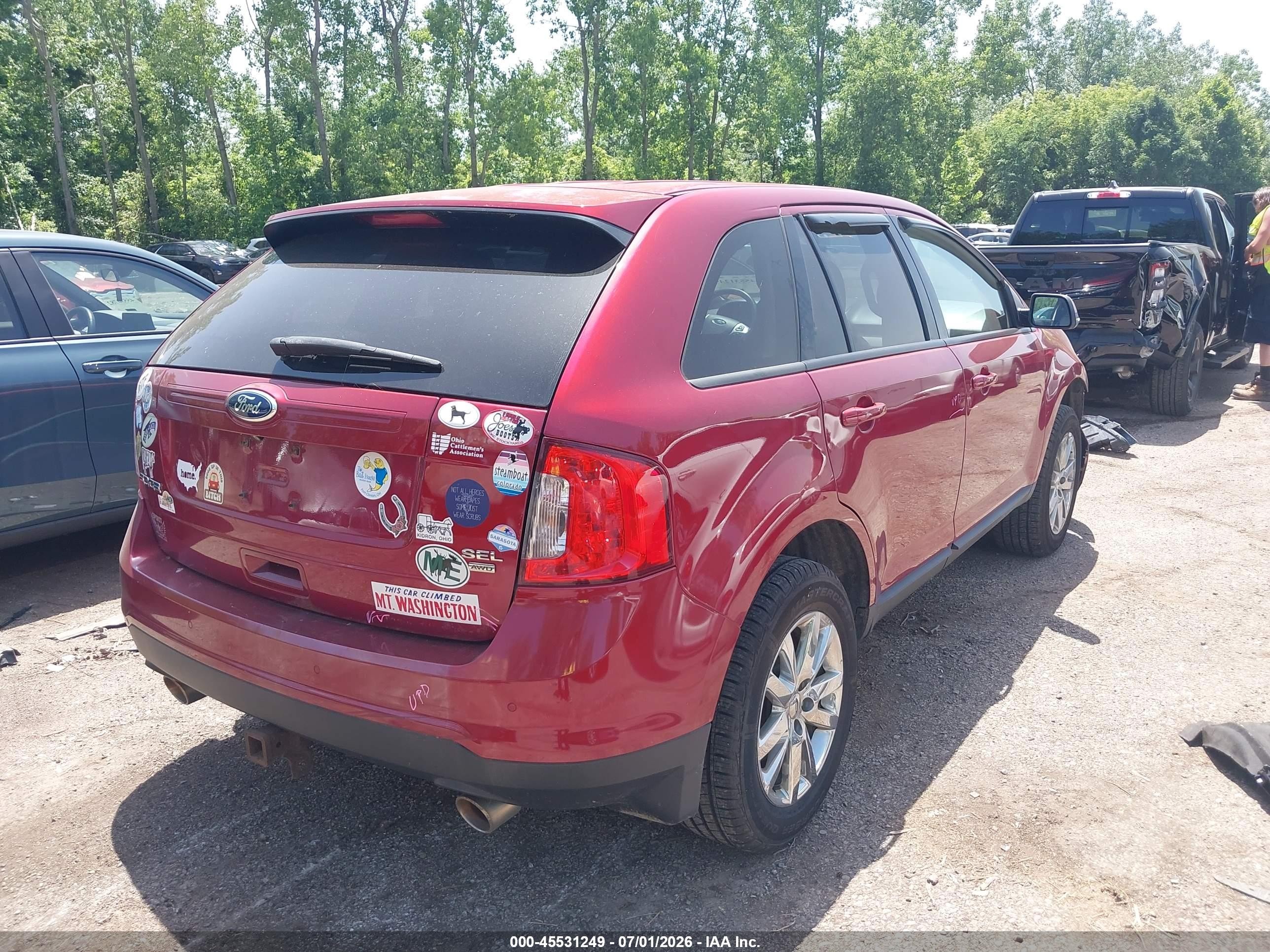 2014 Ford Edge Sel Red vin: 2FMDK4JC8EBB84682