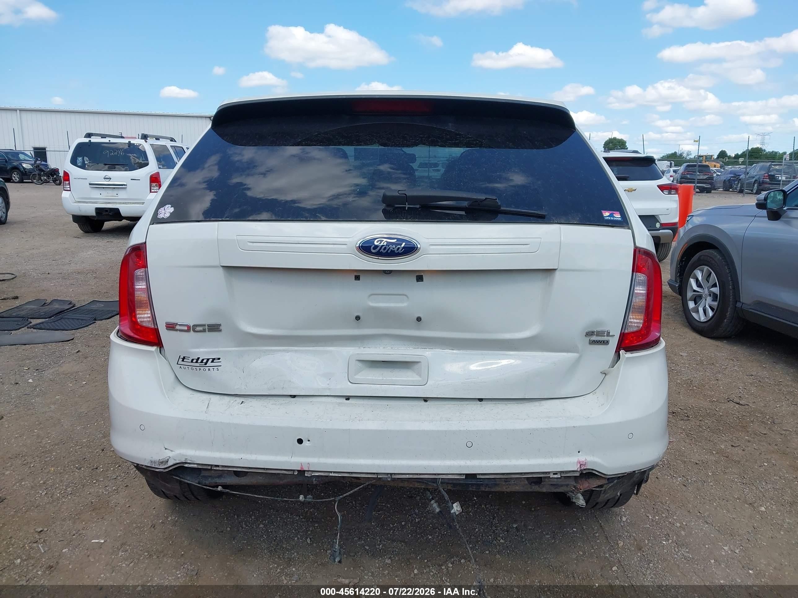 2013 Ford Edge Sel White vin: 2FMDK4JC9DBA56076