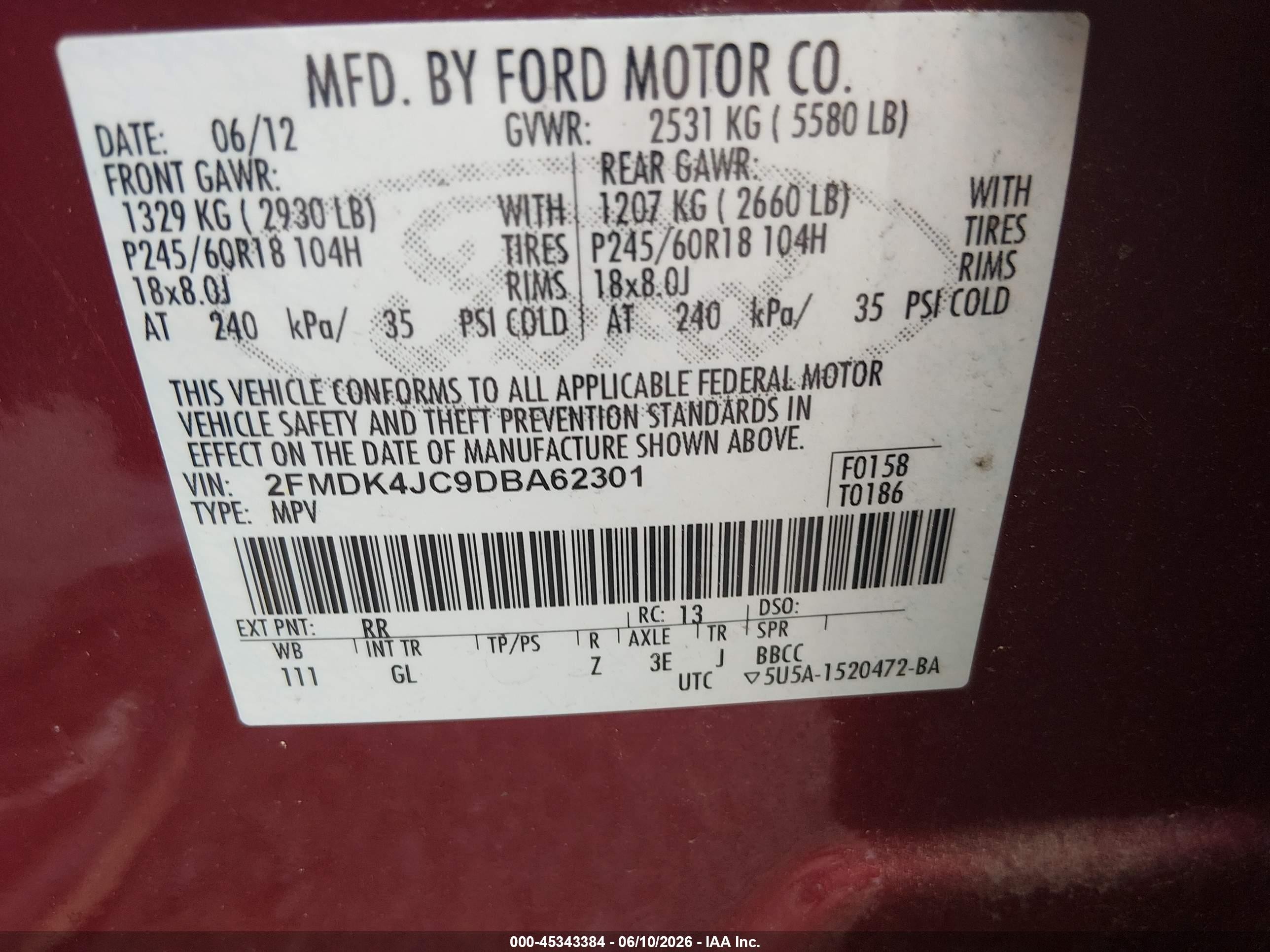 2013 Ford Edge Sel Красный vin: 2FMDK4JC9DBA62301