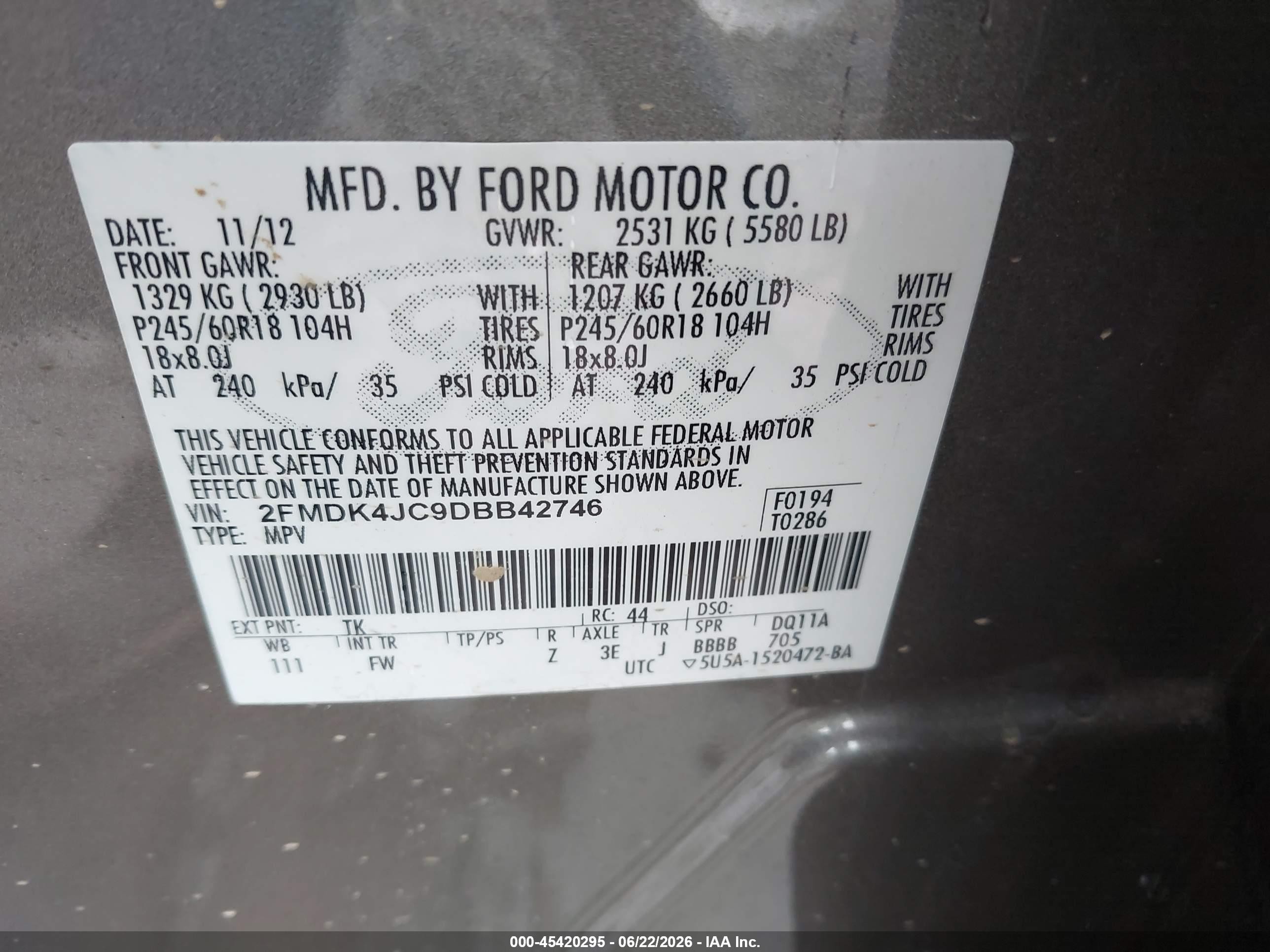 2013 Ford Edge Sel Brown vin: 2FMDK4JC9DBB42746