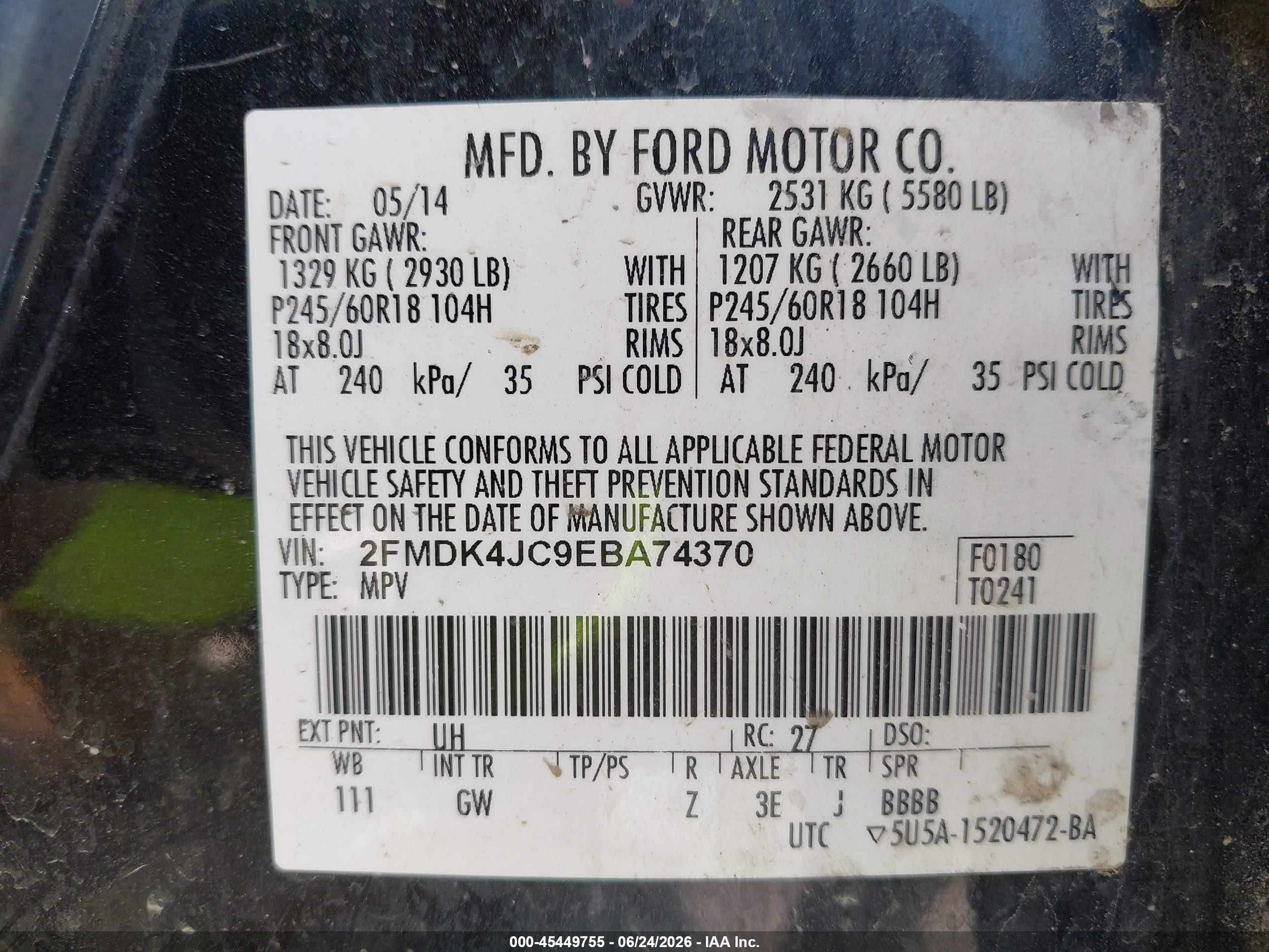 2014 Ford Edge Sel Черный vin: 2FMDK4JC9EBA74370