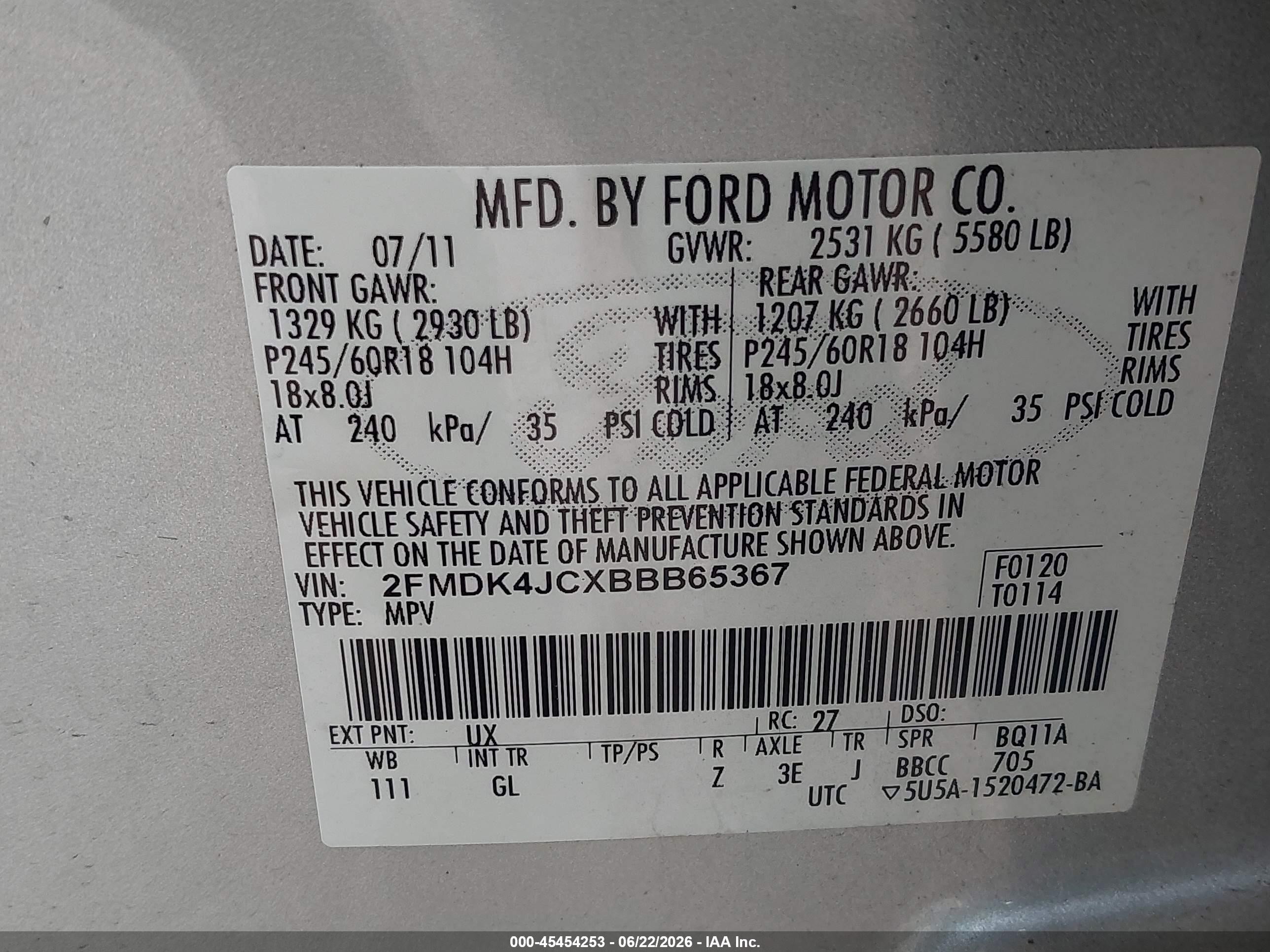 2011 Ford Edge Sel Silver vin: 2FMDK4JCXBBB65367